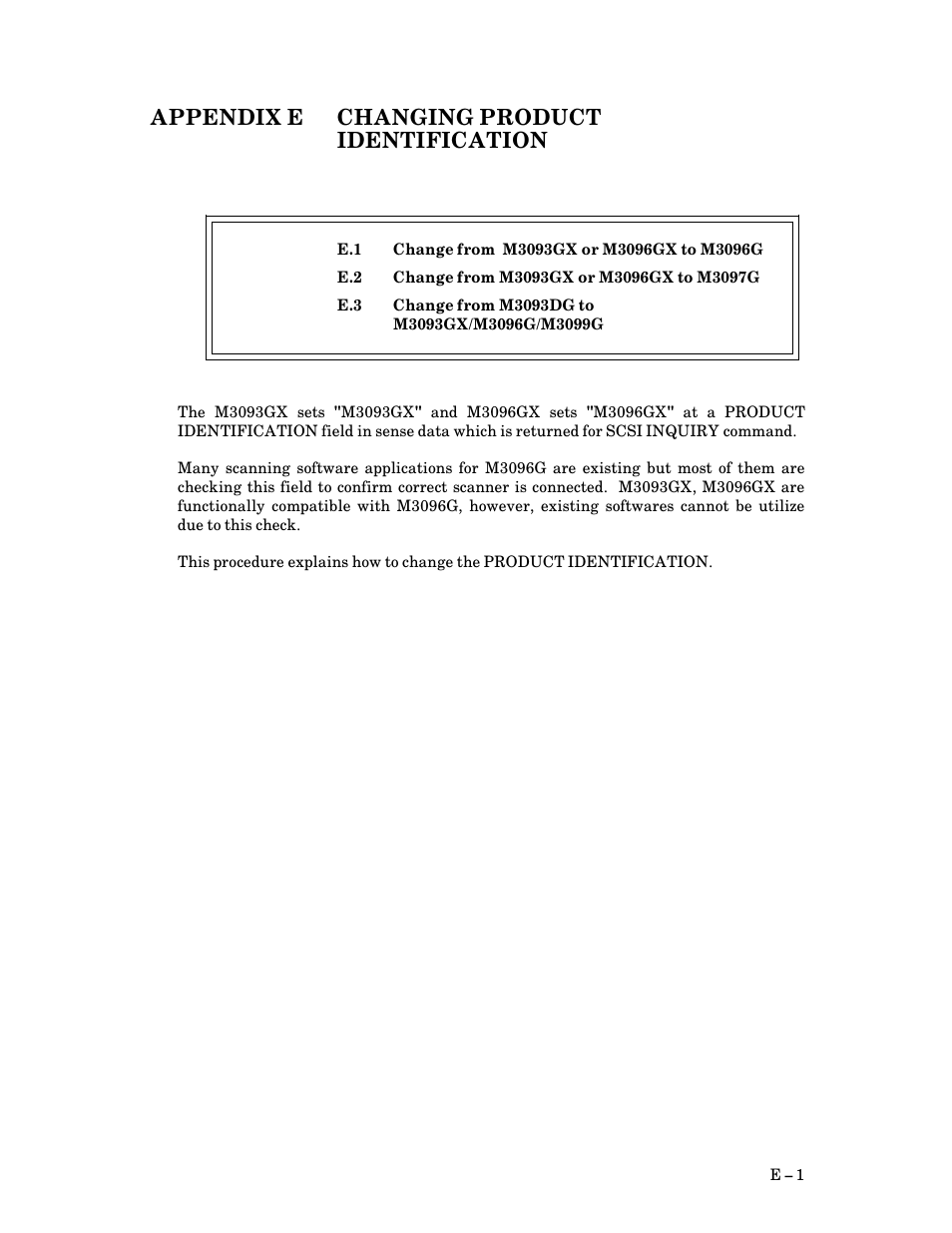 Appendix e changing product identification, E $ 1 | FUJITSU M3093DG User Manual | Page 197 / 208