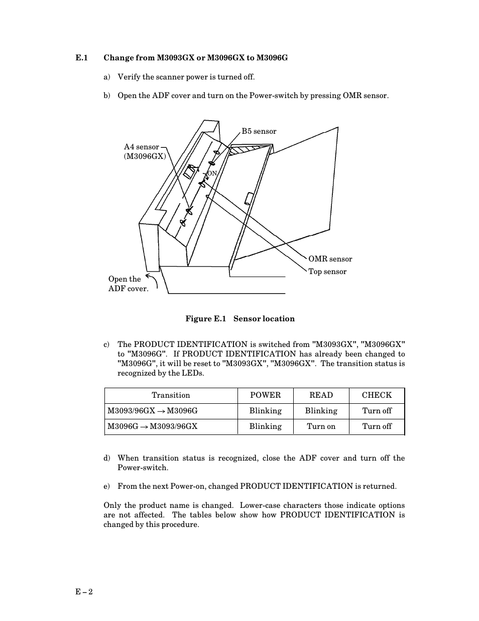 E.1 change from m3093gx or m3096gx to m3096g, Change from m3093gx or m3096gx to m3096g, E $ 2 | FUJITSU M3093DG User Manual | Page 198 / 208