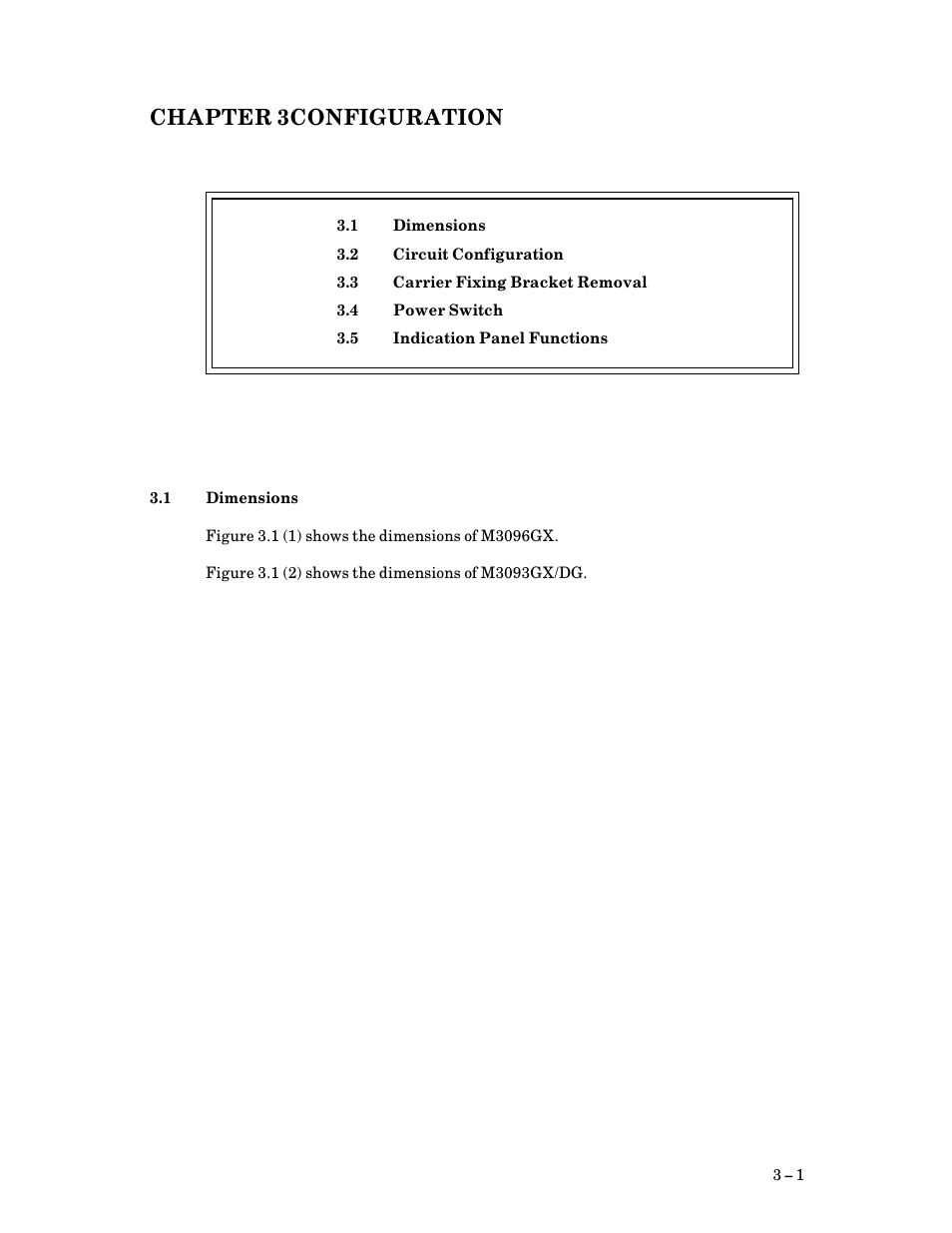 Chapter 3configuration, 1 dimensions, Chapter 3 | Configuration, Dimensions | FUJITSU M3093DG User Manual | Page 25 / 208