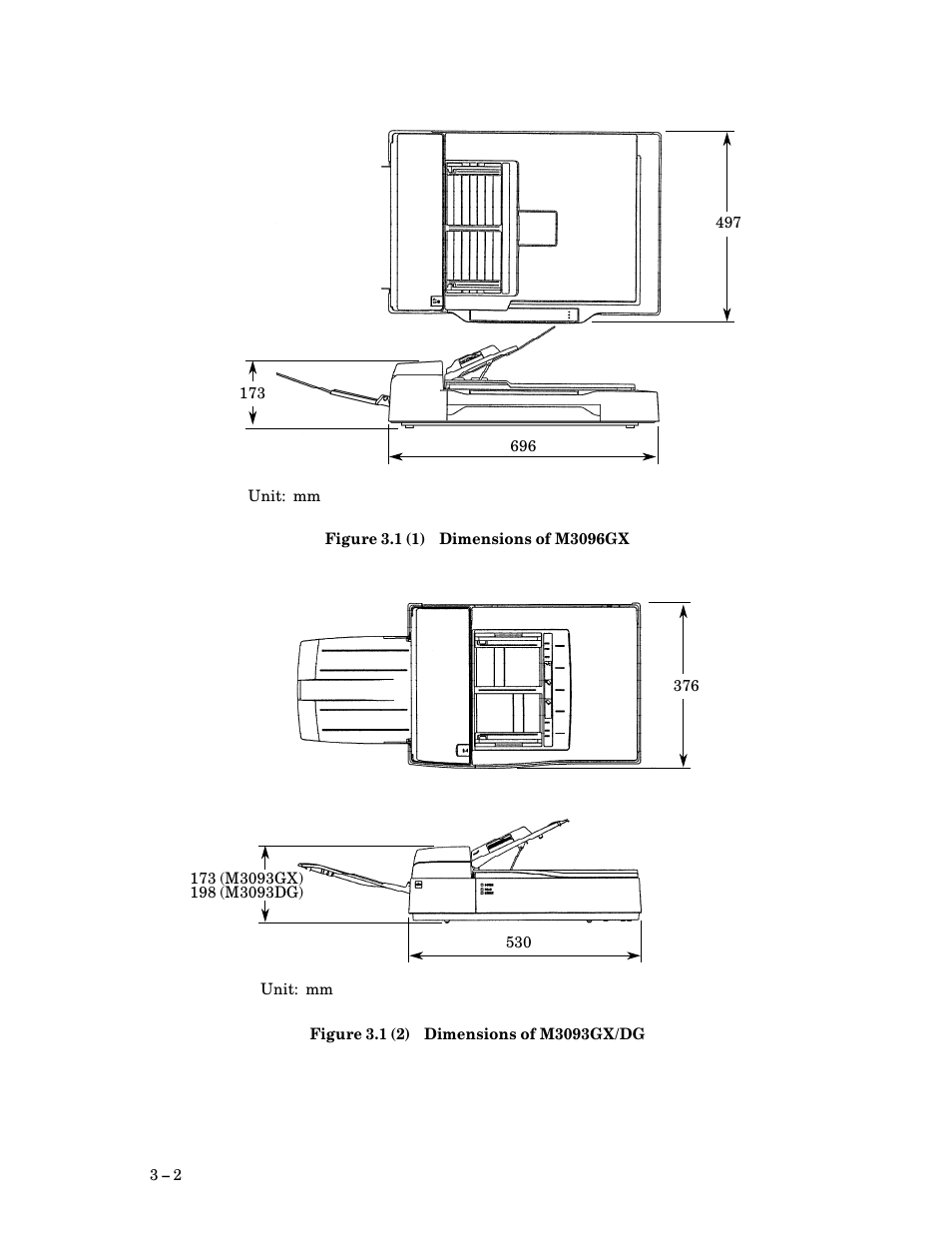 Dimensions of m3096gx/m3093gx/dg $ 2 | FUJITSU M3093DG User Manual | Page 26 / 208
