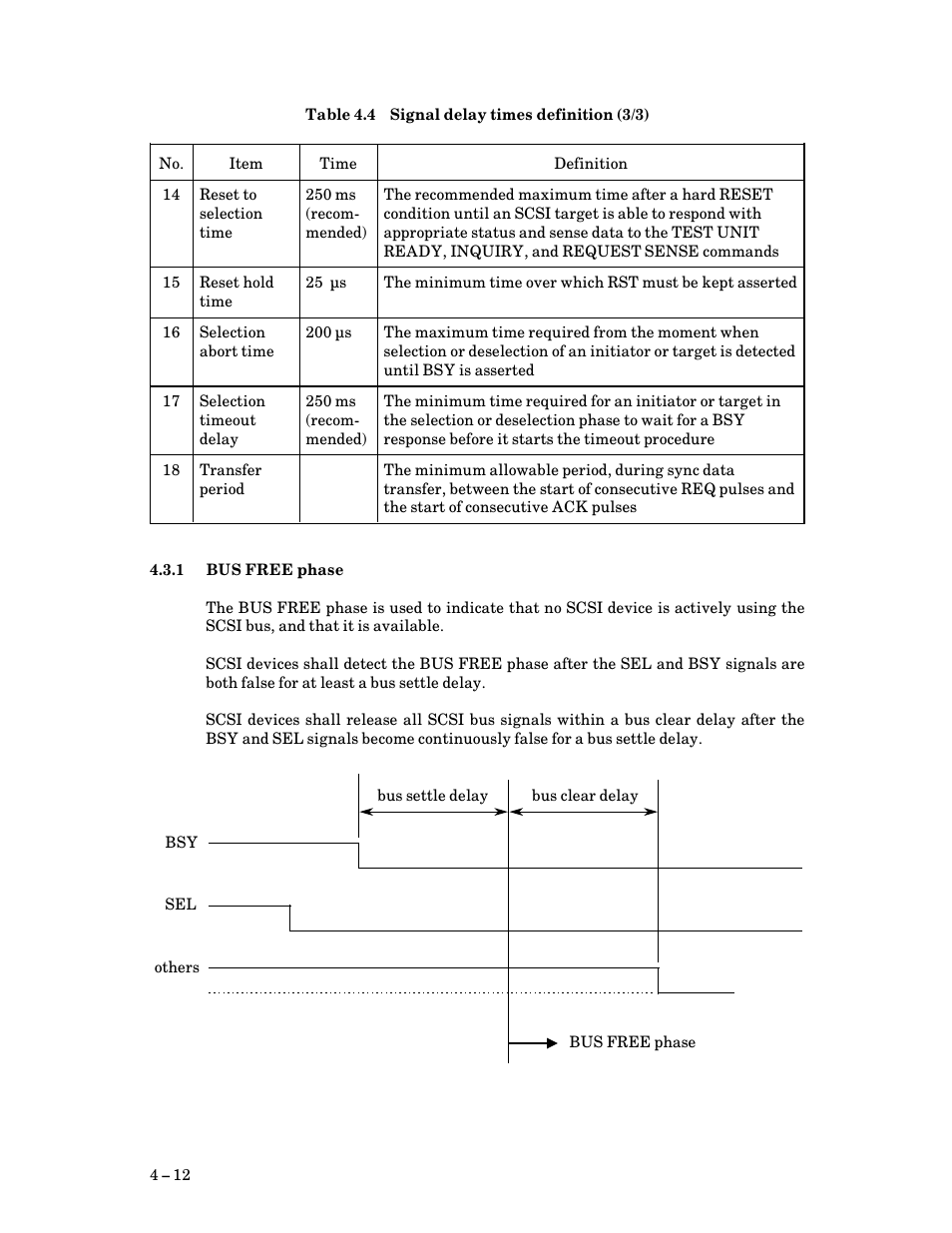 1 bus free phase, Bus free phase | FUJITSU M3093DG User Manual | Page 44 / 208