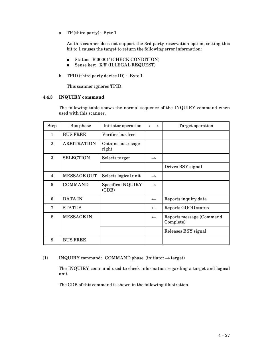 3 inquiry command, Inquiry command | FUJITSU M3093DG User Manual | Page 59 / 208