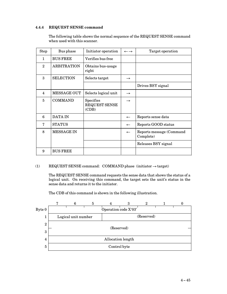 4 request sense command, Request sense command | FUJITSU M3093DG User Manual | Page 77 / 208