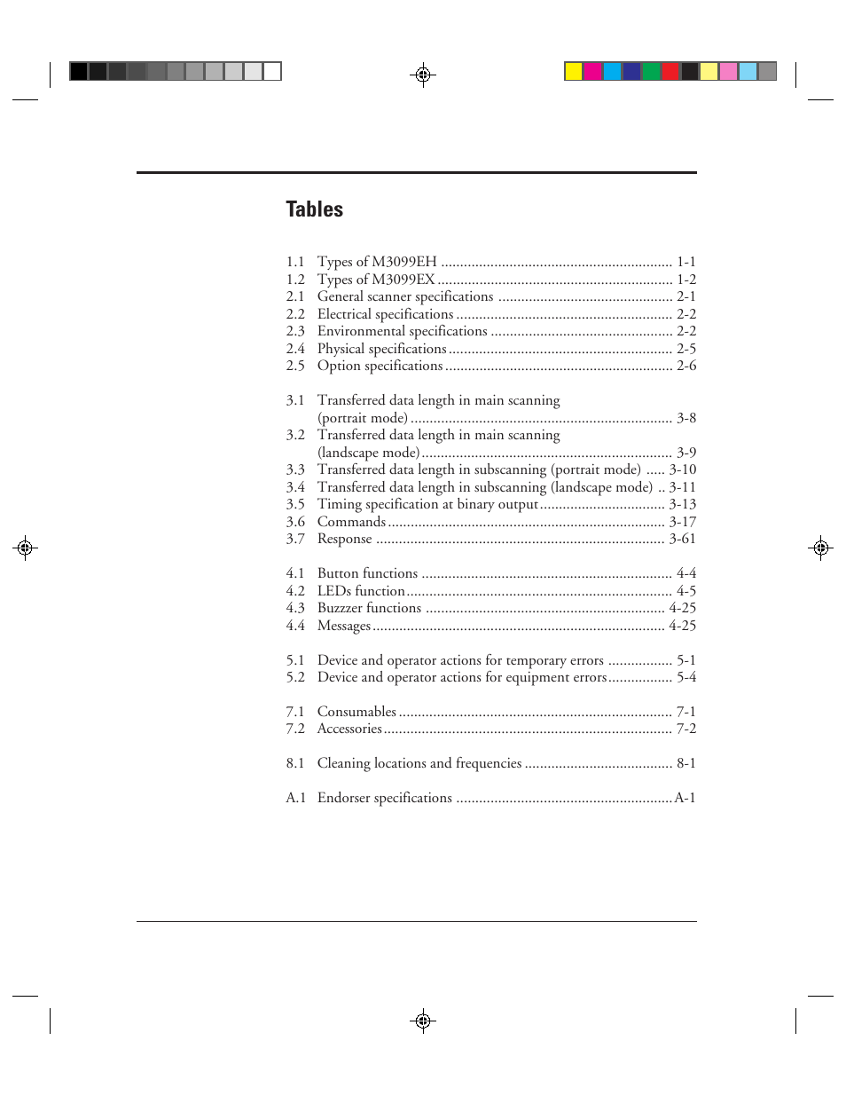 Tables | FUJITSU M3099EX/EH User Manual | Page 11 / 228
