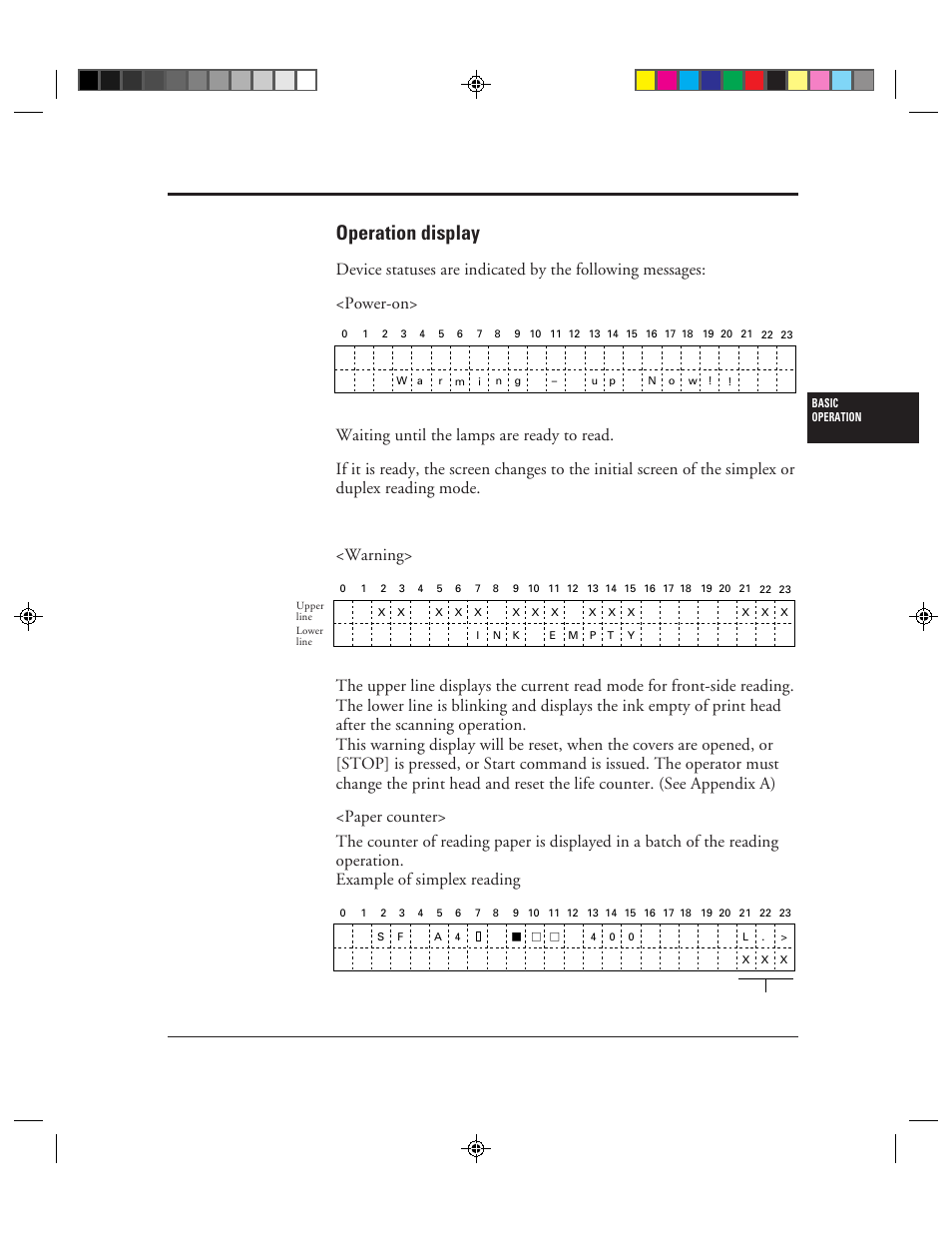 Operation display, Operation display -23 | FUJITSU M3099EX/EH User Manual | Page 153 / 228
