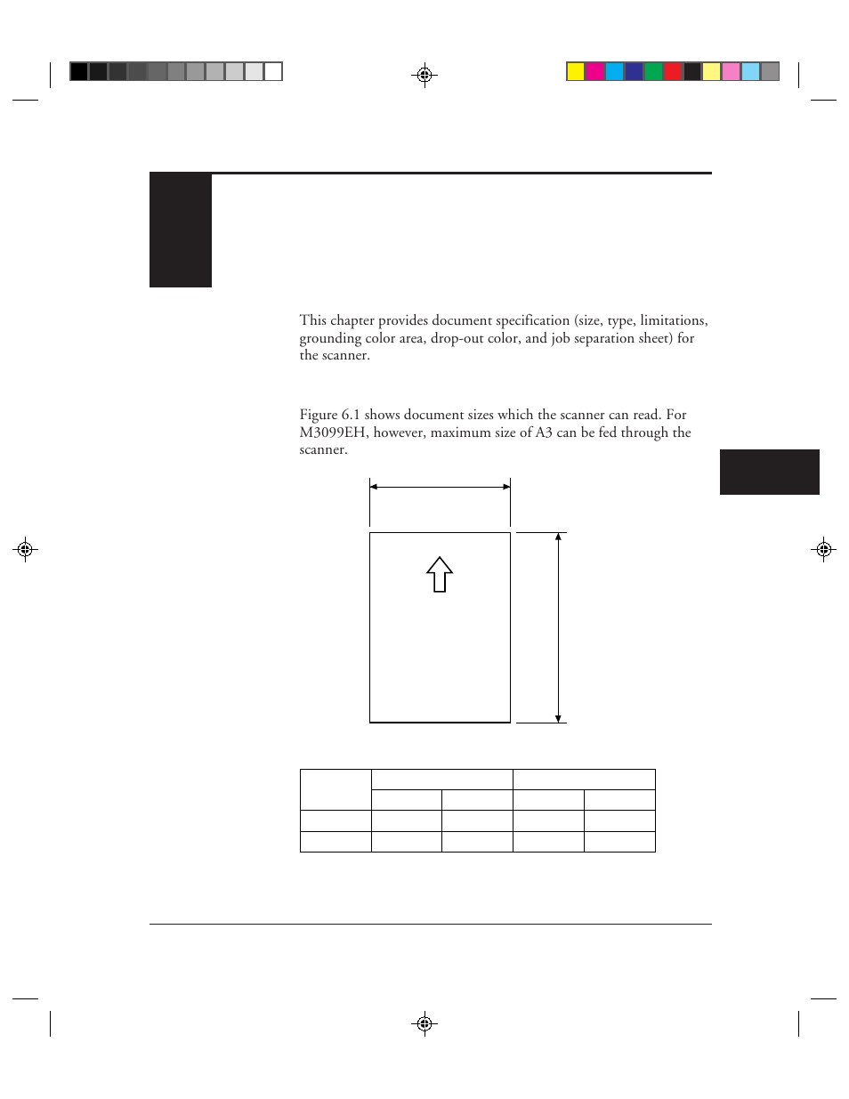 Document specification, Document size, Document specification -1 document size -1 | 1 document size -1, Chapter 6: document specification | FUJITSU M3099EX/EH User Manual | Page 177 / 228