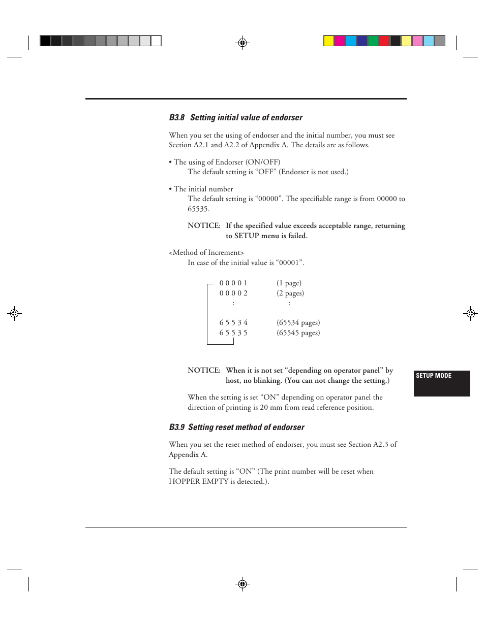 B3.8 setting initial value of endorser, B3.9 setting reset method of endorser | FUJITSU M3099EX/EH User Manual | Page 211 / 228