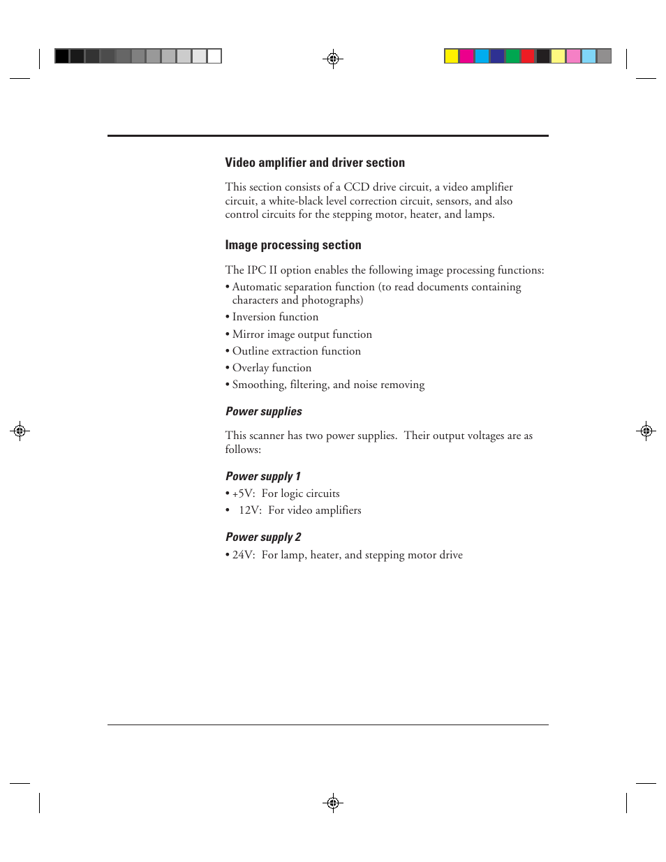 Video amplifier and driver section, Image processing section | FUJITSU M3099EX/EH User Manual | Page 22 / 228