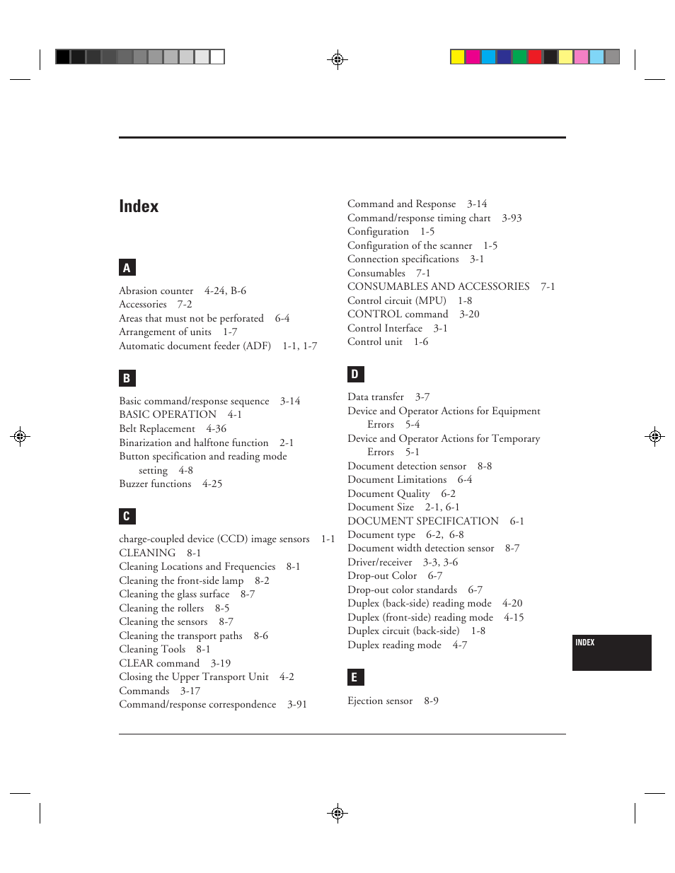 Index, In-1 | FUJITSU M3099EX/EH User Manual | Page 223 / 228