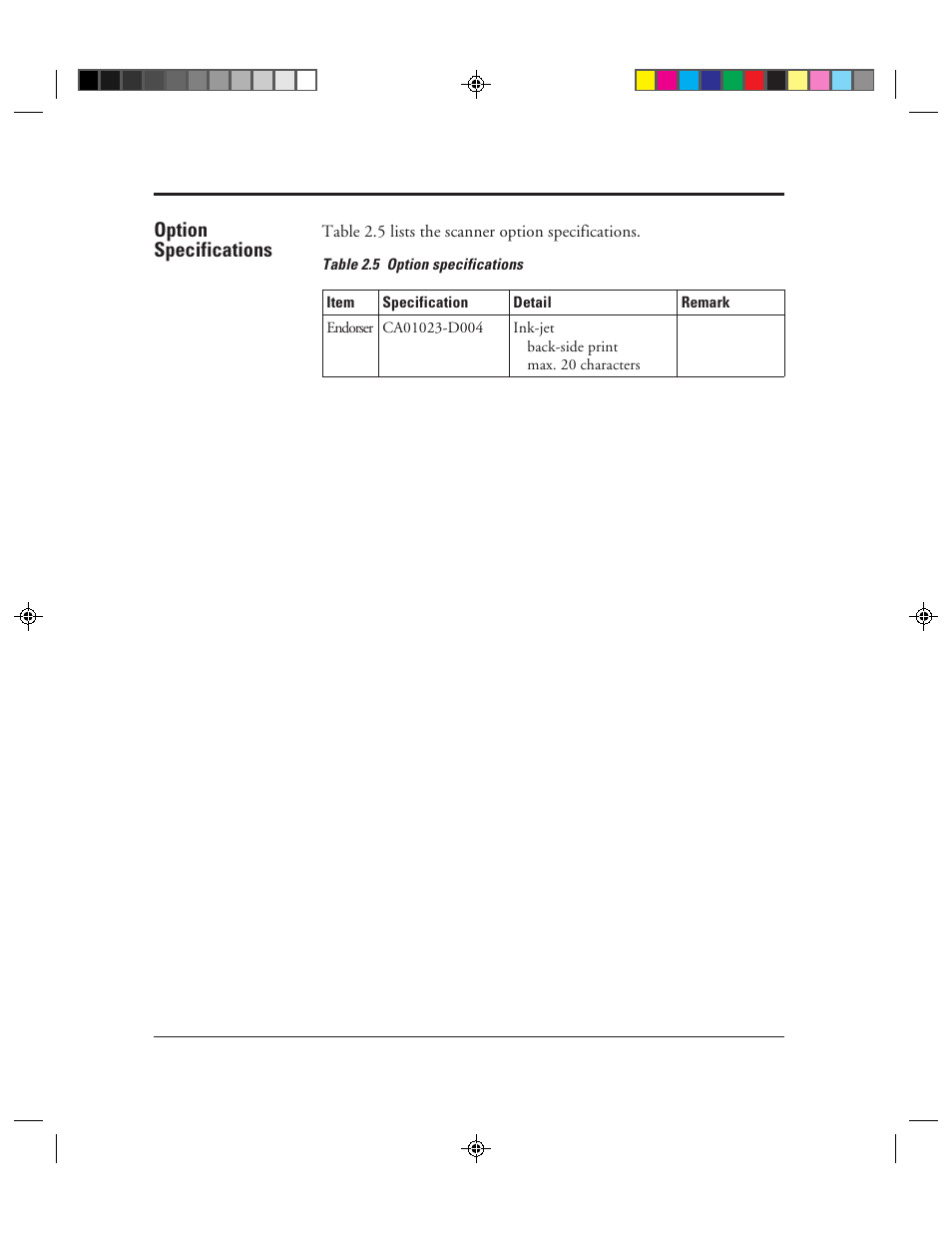 Option specifications, Option specifications -6, 5 option specifications -6 | FUJITSU M3099EX/EH User Manual | Page 28 / 228