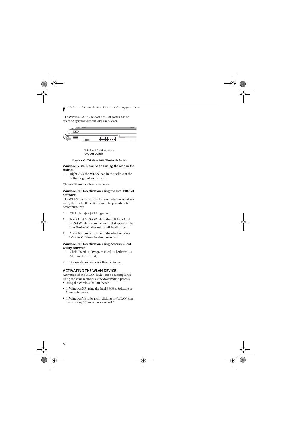FUJITSU LifeBook Tablet PC T4220 User Manual | Page 106 / 136