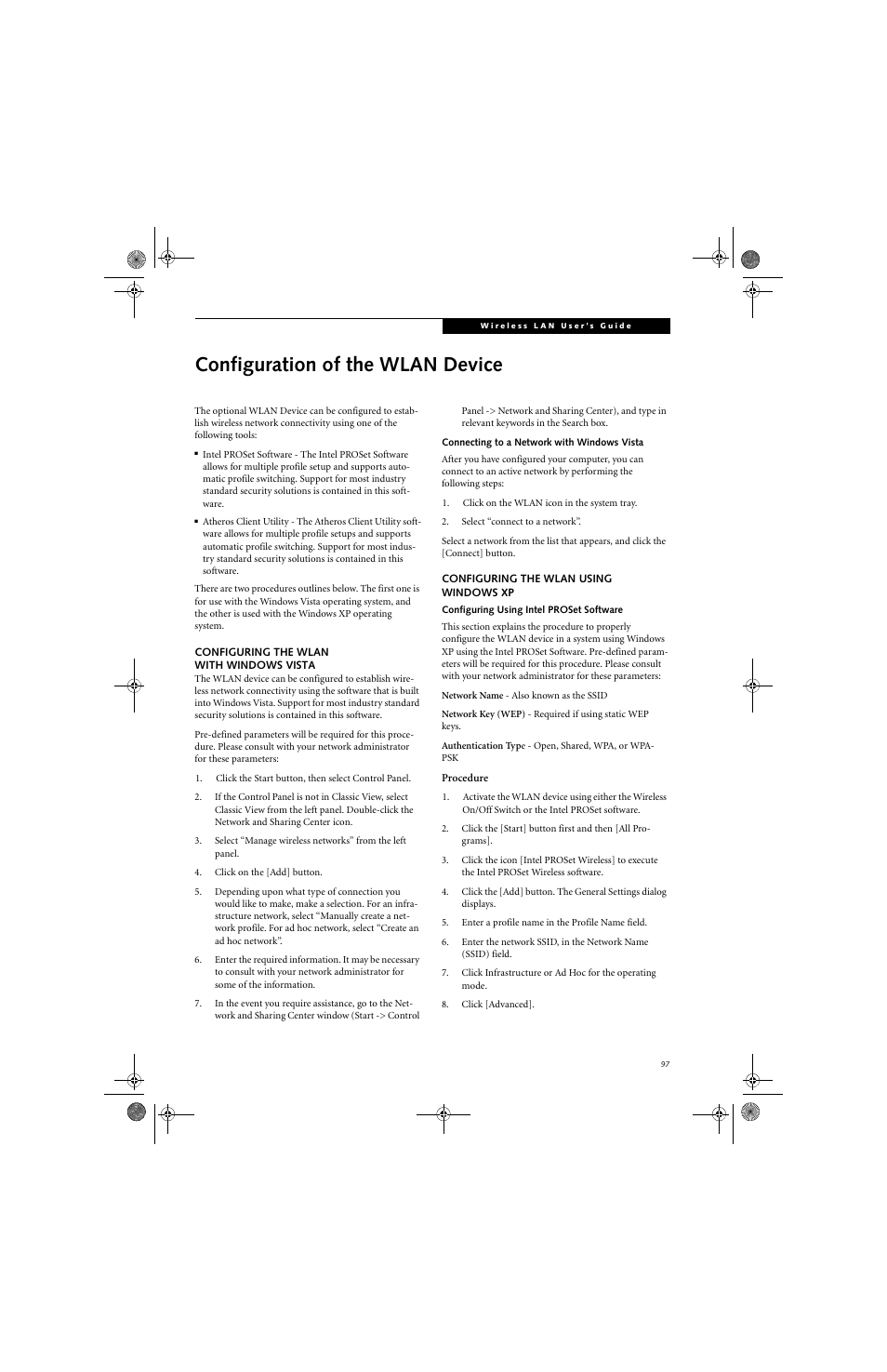 Configuration of the wlan device | FUJITSU LifeBook Tablet PC T4220 User Manual | Page 107 / 136