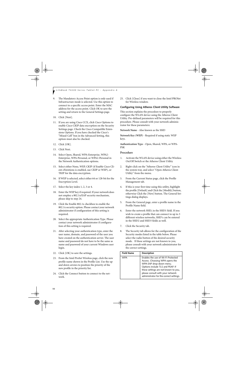 FUJITSU LifeBook Tablet PC T4220 User Manual | Page 108 / 136