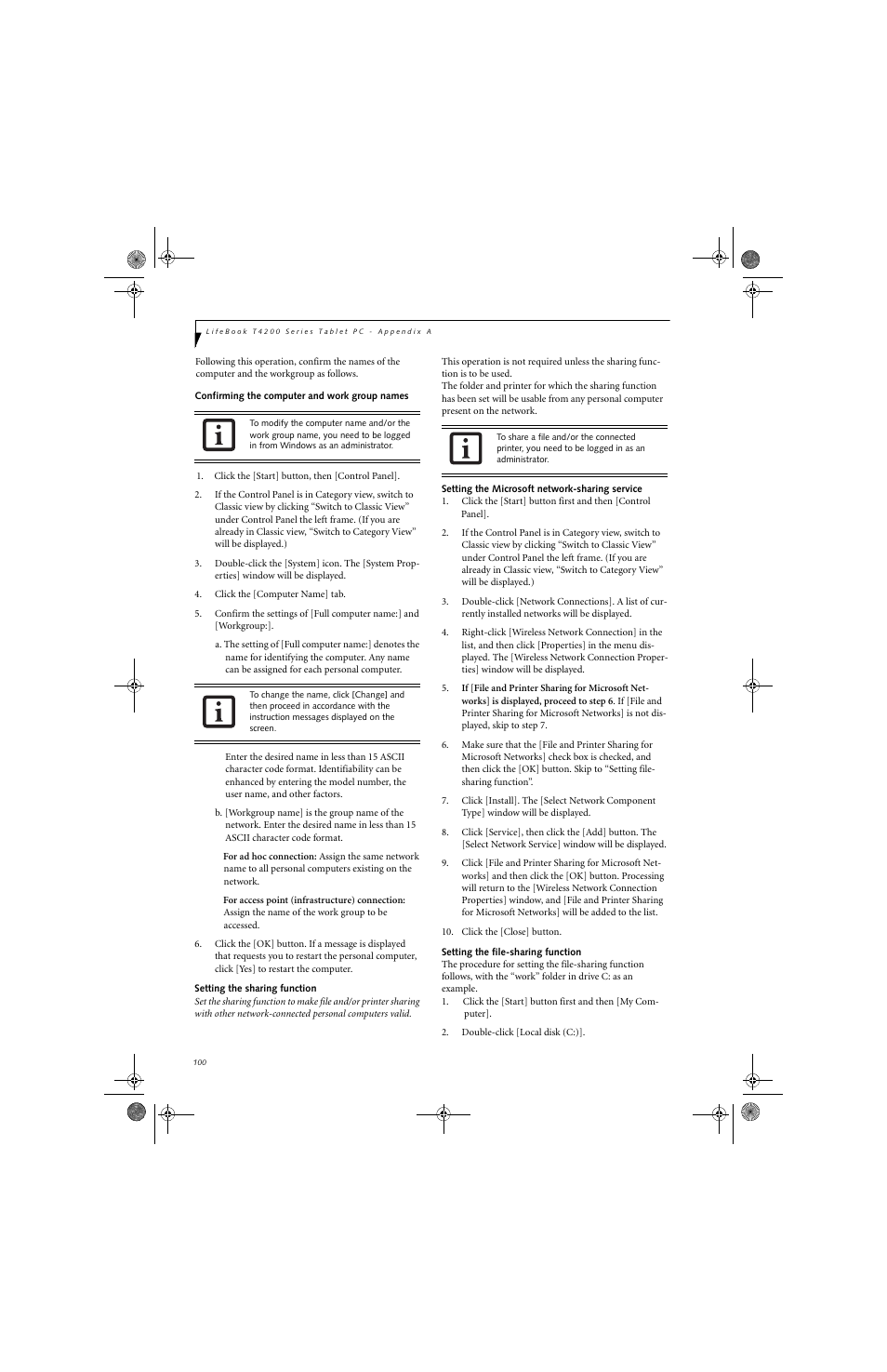 FUJITSU LifeBook Tablet PC T4220 User Manual | Page 110 / 136