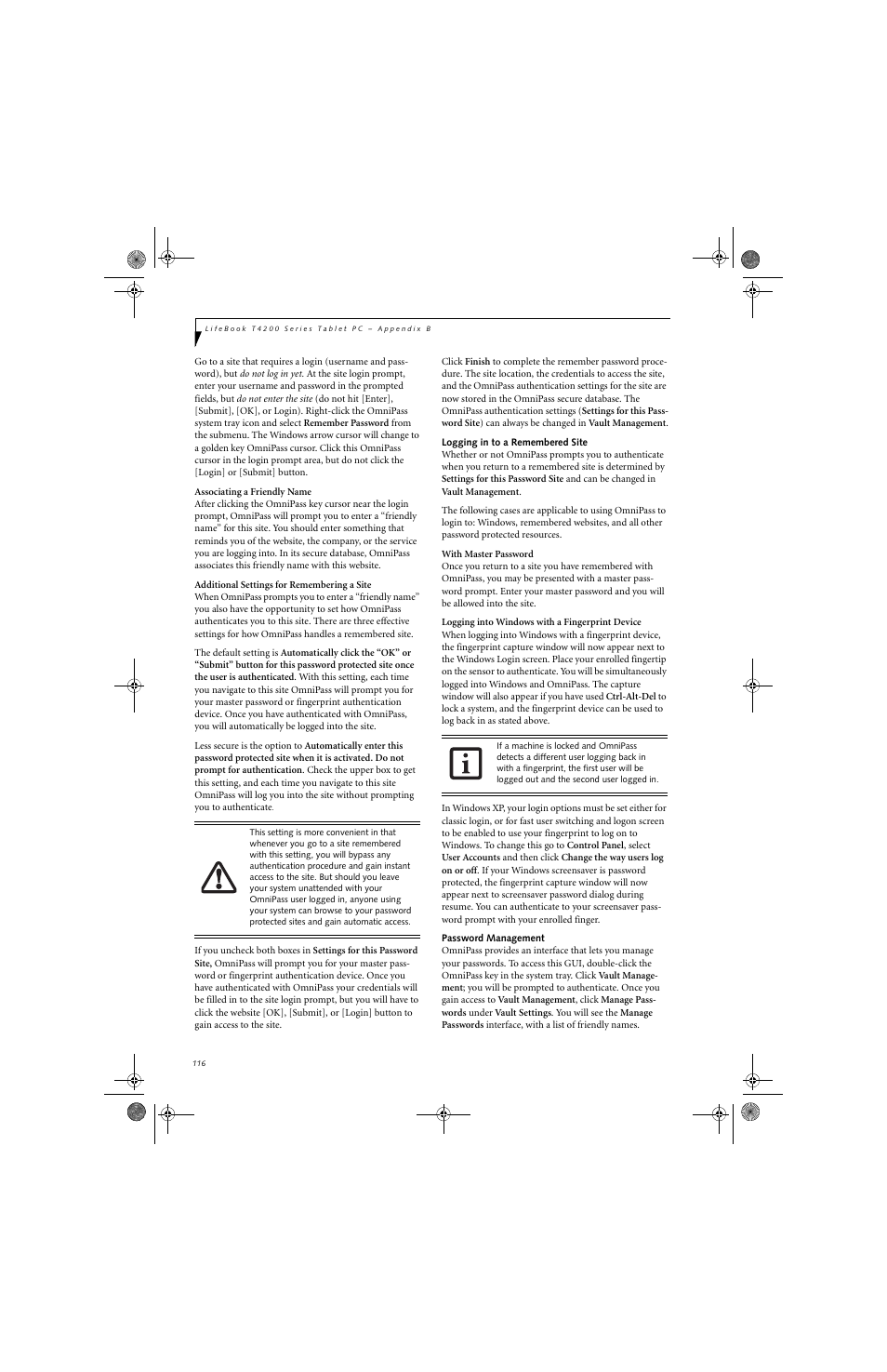 FUJITSU LifeBook Tablet PC T4220 User Manual | Page 124 / 136