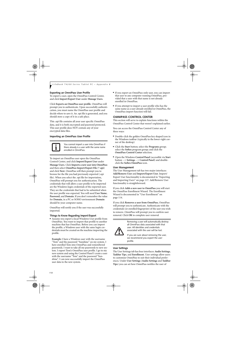 FUJITSU LifeBook Tablet PC T4220 User Manual | Page 126 / 136
