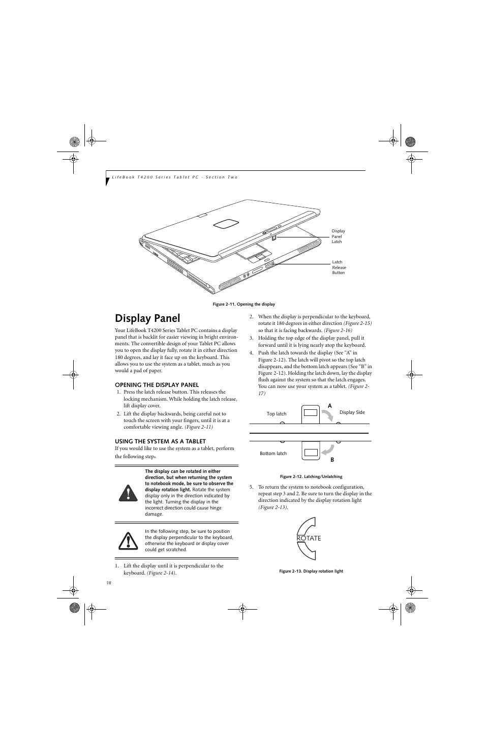 Display panel | FUJITSU LifeBook Tablet PC T4220 User Manual | Page 26 / 136