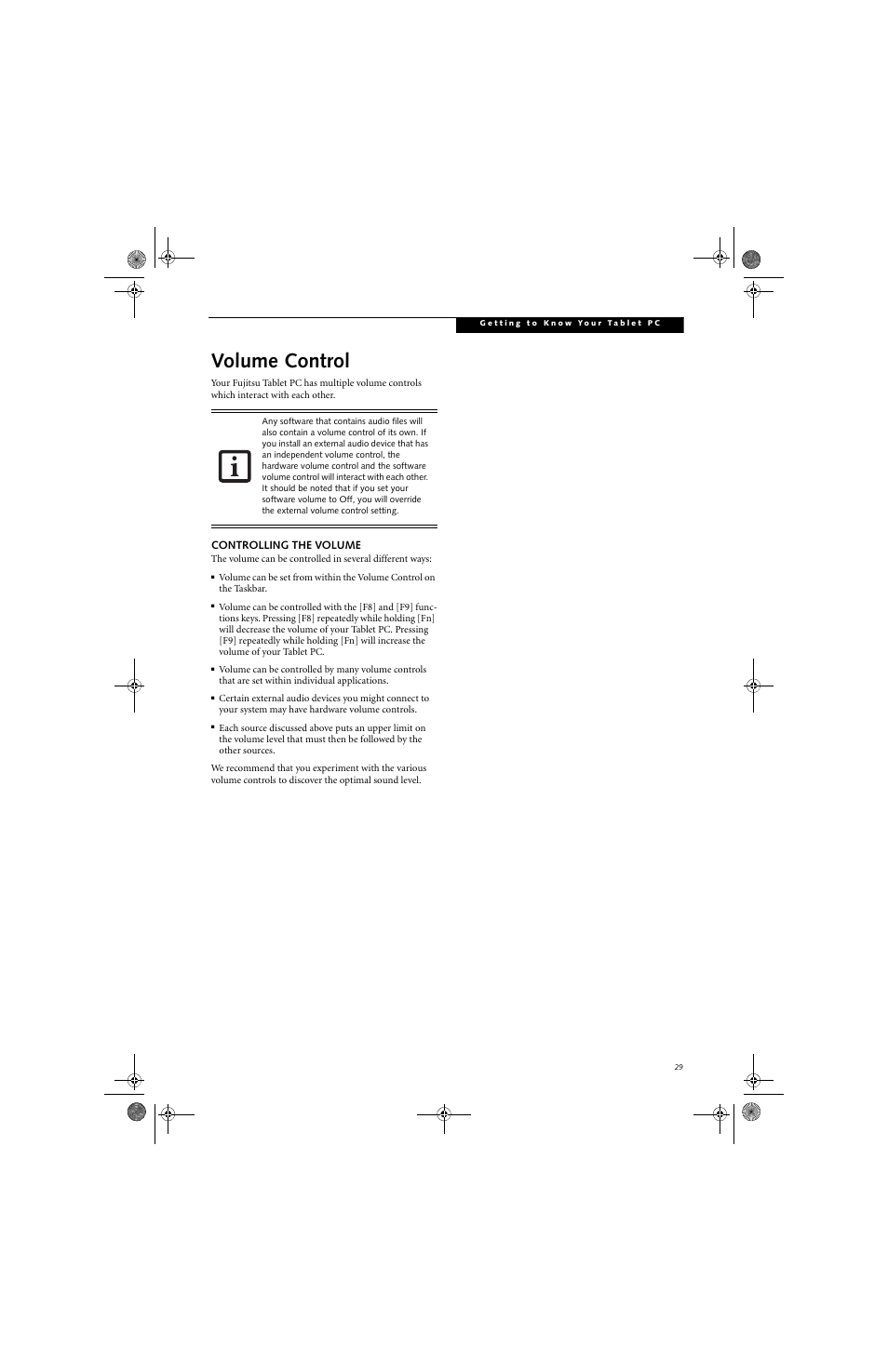 Volume control | FUJITSU LifeBook Tablet PC T4220 User Manual | Page 39 / 136