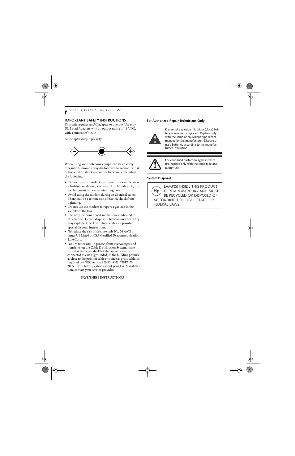 FUJITSU LifeBook Tablet PC T4220 User Manual | Page 4 / 136