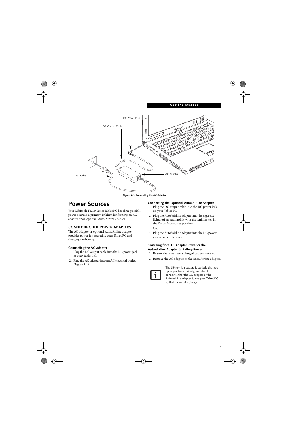 Power sources | FUJITSU LifeBook Tablet PC T4220 User Manual | Page 45 / 136