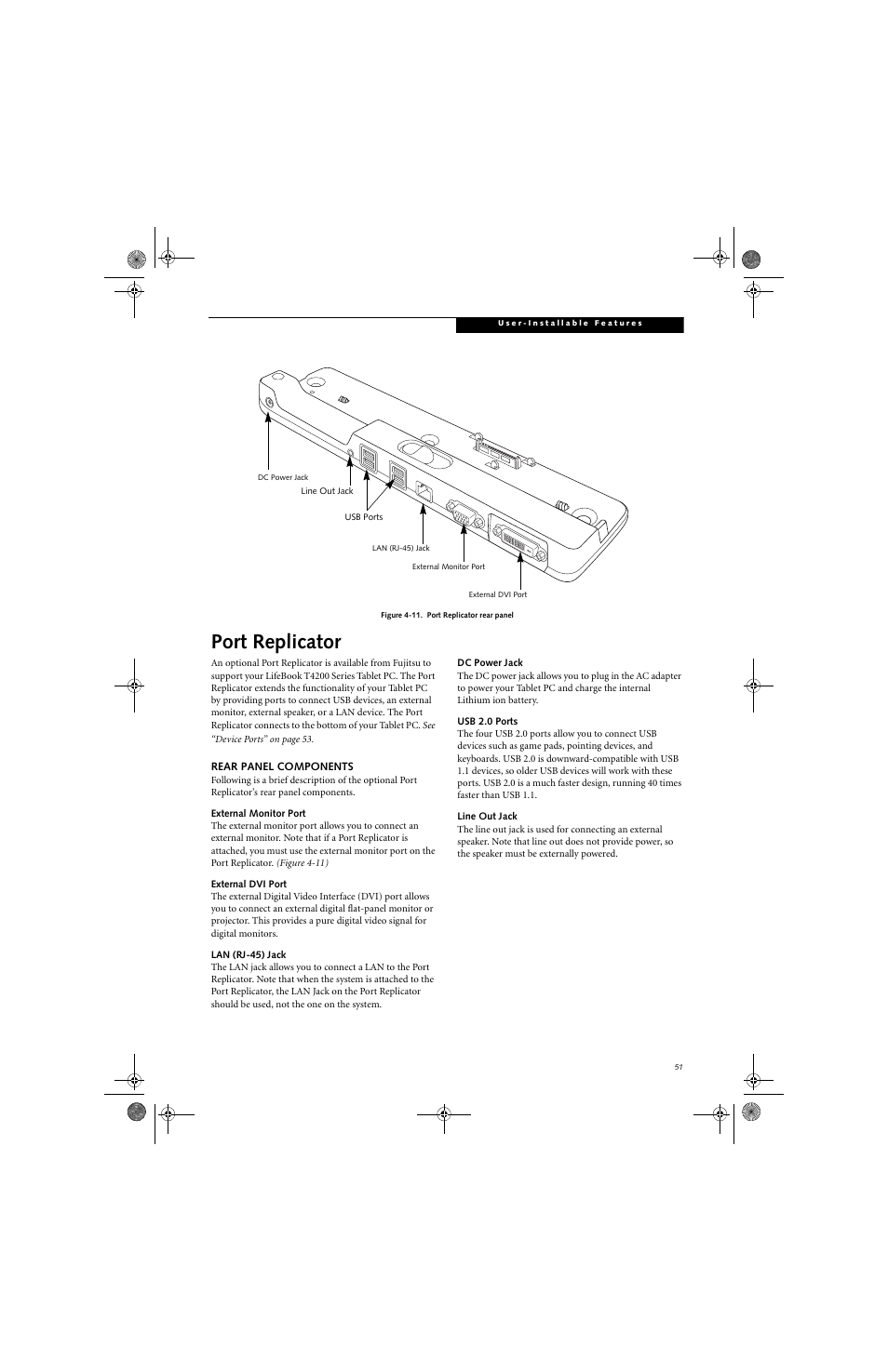 Port replicator | FUJITSU LifeBook Tablet PC T4220 User Manual | Page 61 / 136