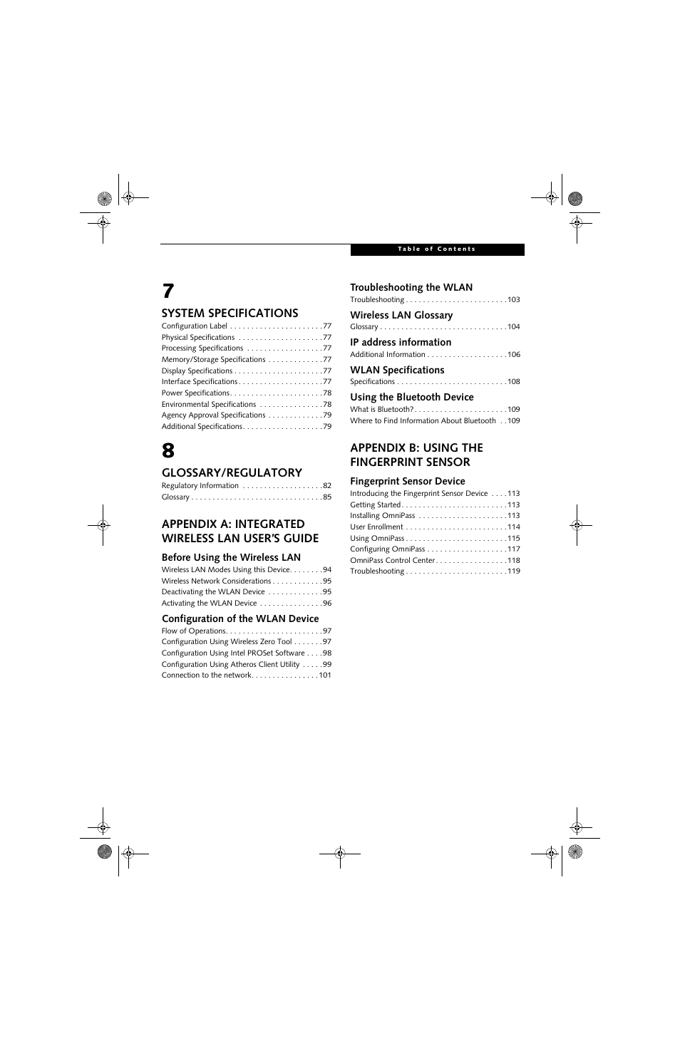 FUJITSU LifeBook Tablet PC T4220 User Manual | Page 7 / 136
