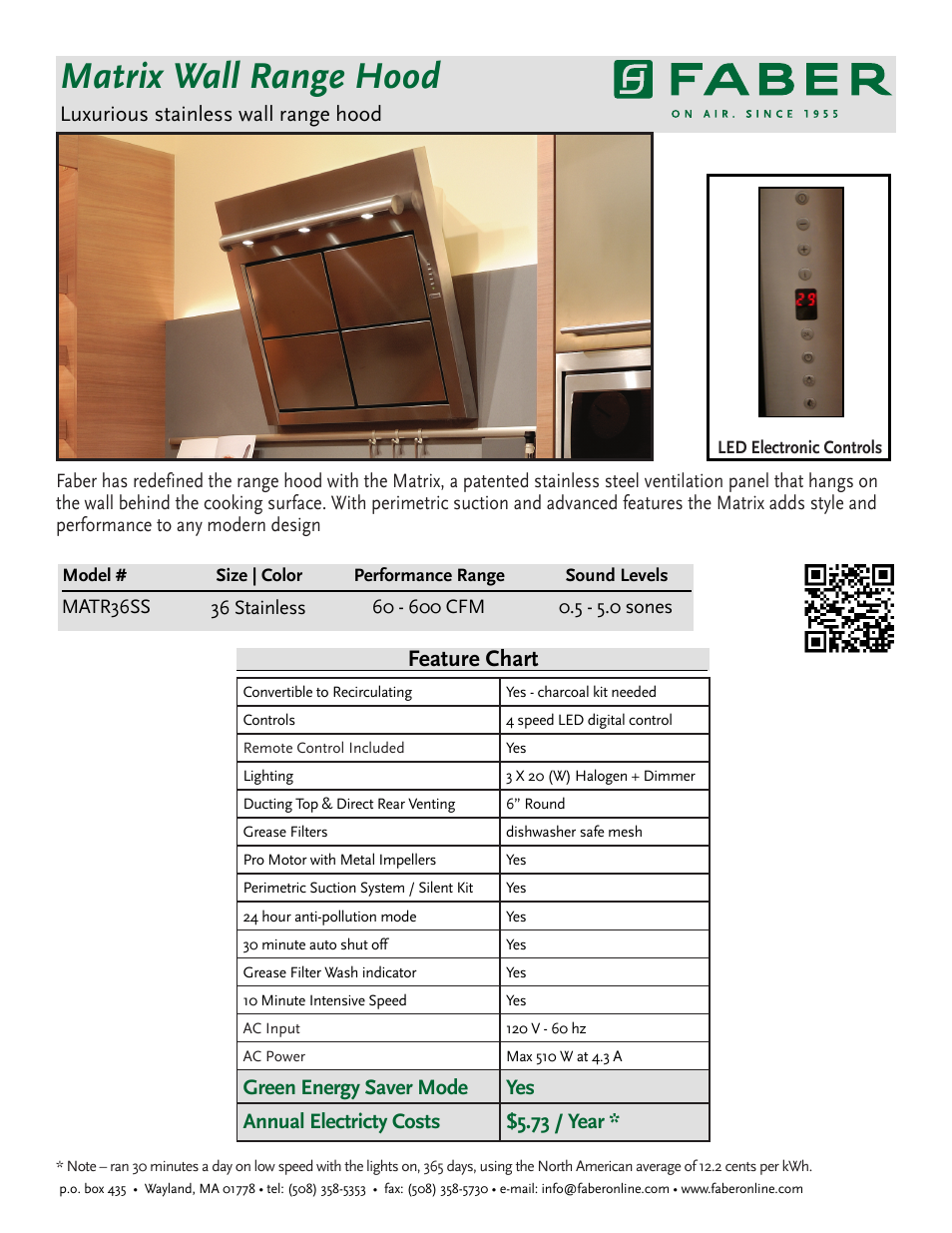Faber Matrix 630003947 User Manual | 2 pages