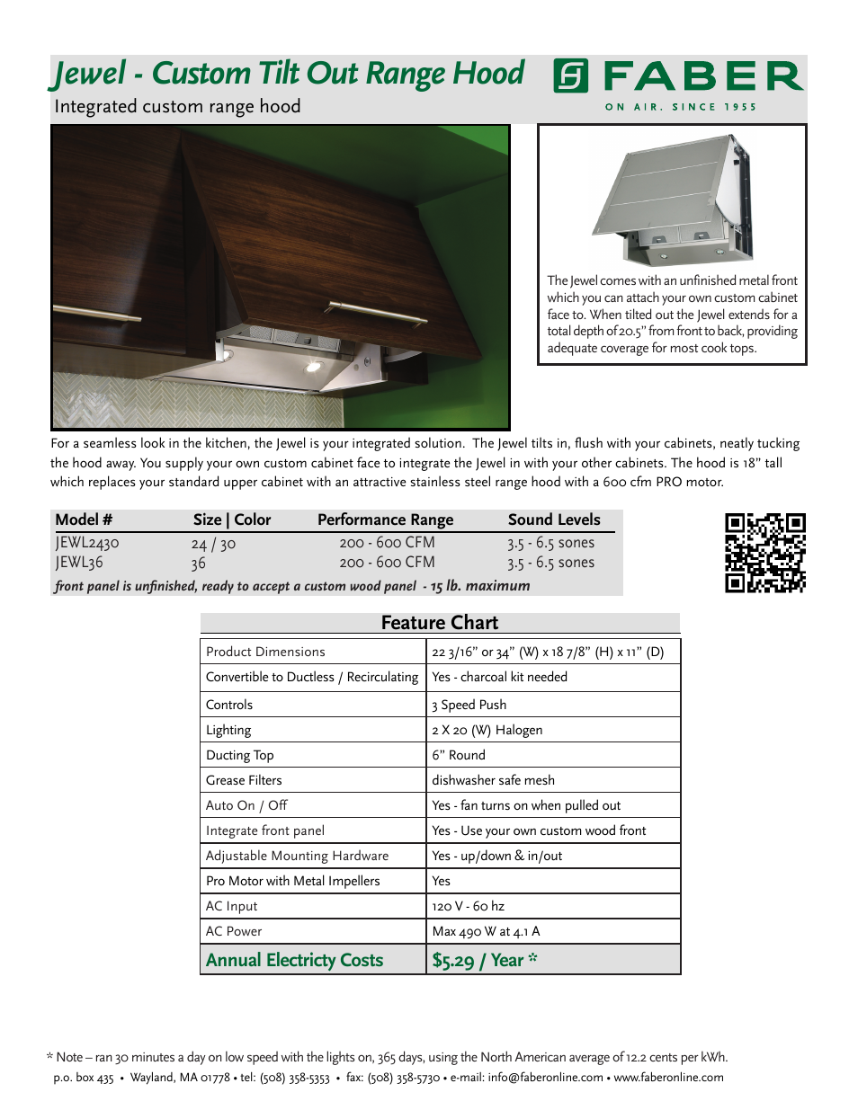 Faber JEWL2430 User Manual | 2 pages