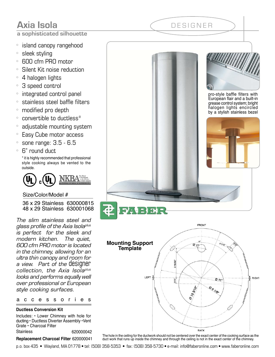 Faber AXIA ISOLA 630000815 User Manual | 2 pages