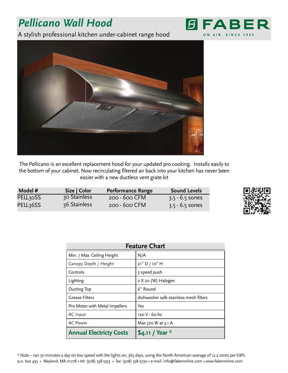Faber PELL30SS User Manual | 2 pages