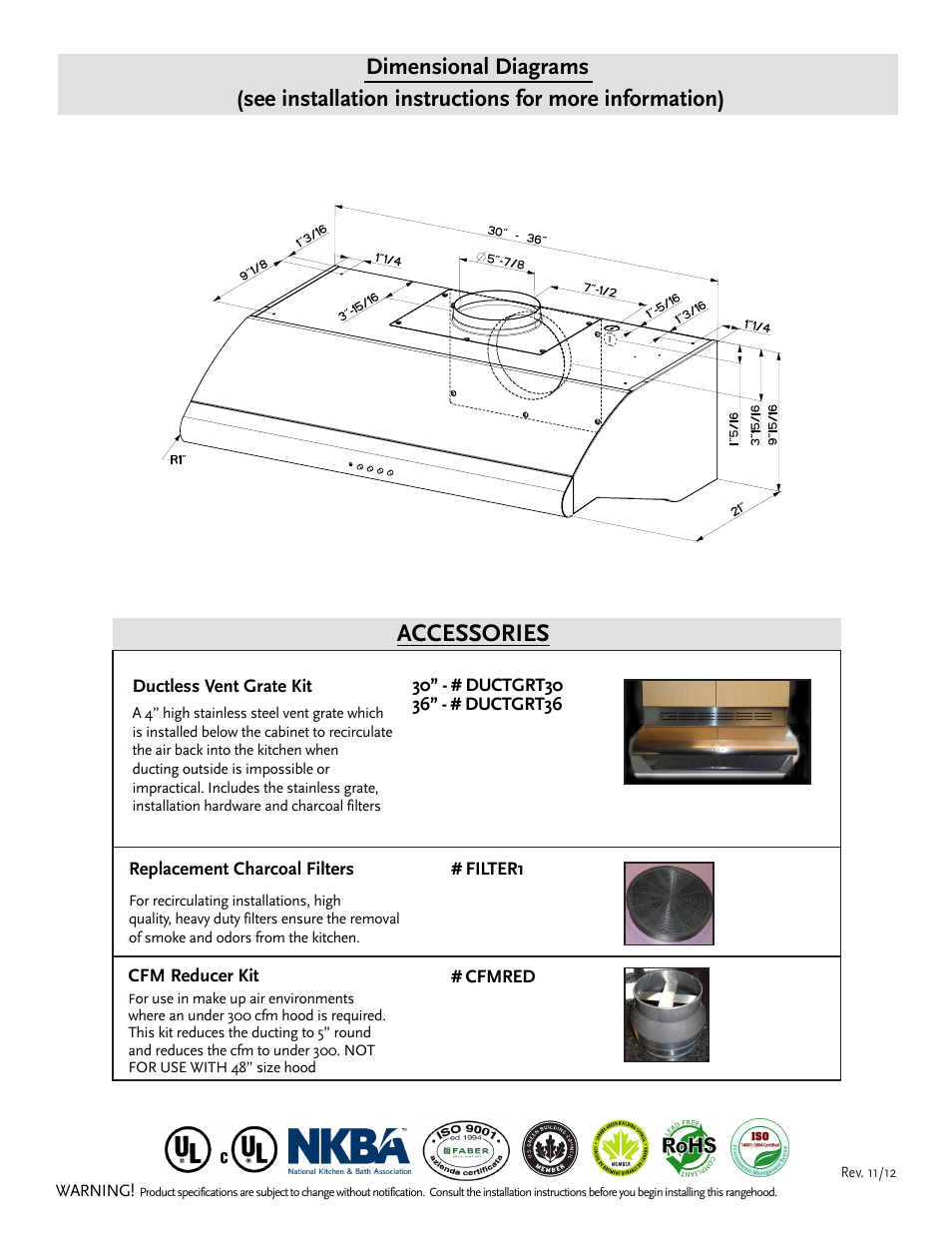 Accessories | Faber PELL30SS User Manual | Page 2 / 2
