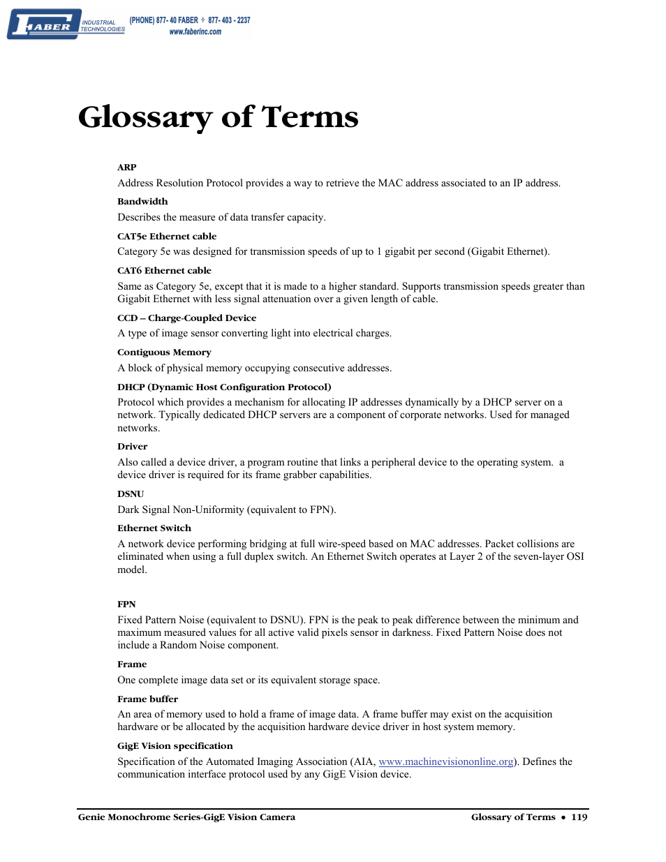 Glossary of terms | Faber Genie M1600 User Manual | Page 121 / 127