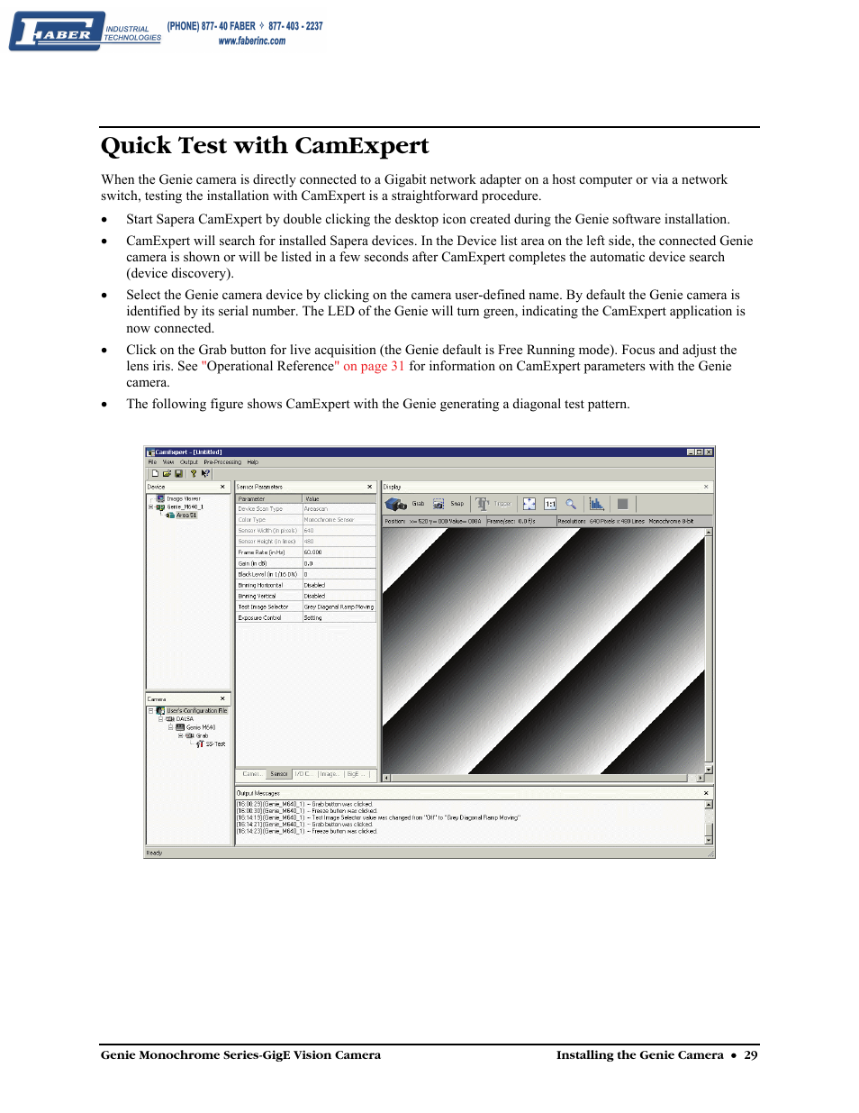Quick test with camexpert | Faber Genie M1600 User Manual | Page 31 / 127