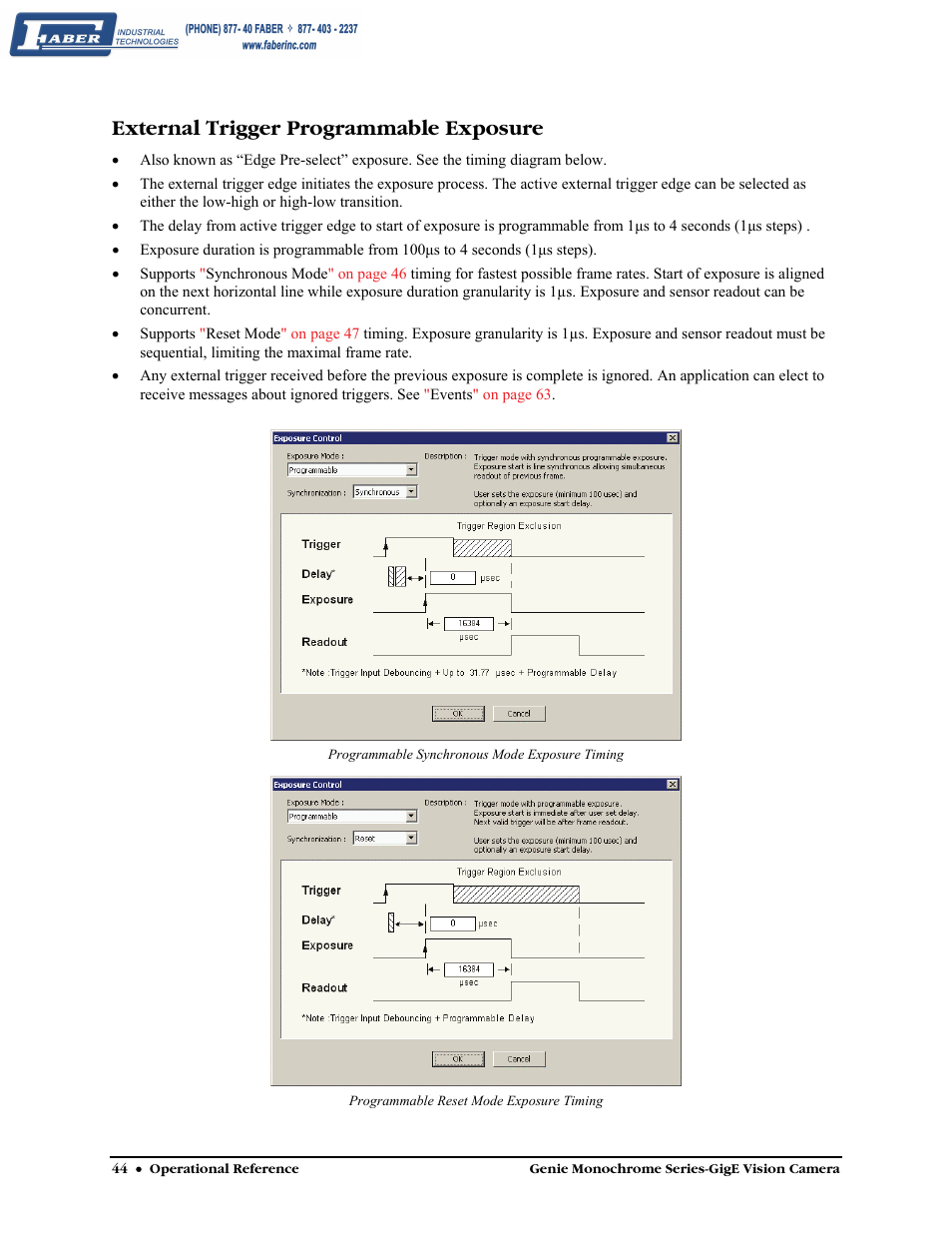 External trigger programmable exposure | Faber Genie M1600 User Manual | Page 46 / 127