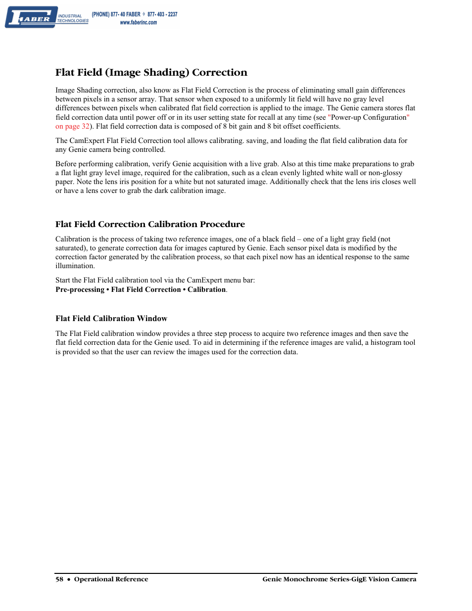 Flat field (image shading) correction, Flat field correction calibration procedure | Faber Genie M1600 User Manual | Page 60 / 127
