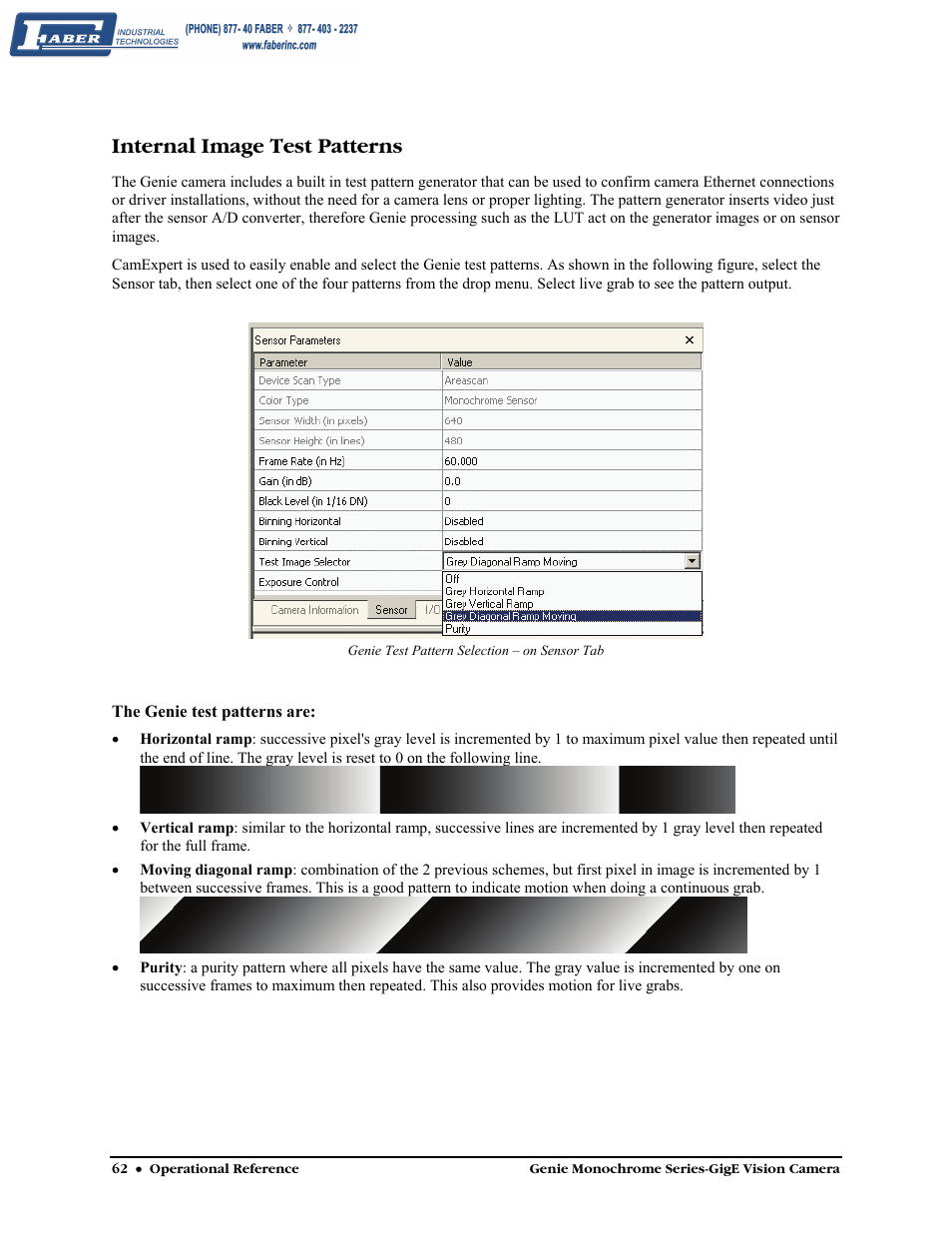 Internal image test patterns | Faber Genie M1600 User Manual | Page 64 / 127