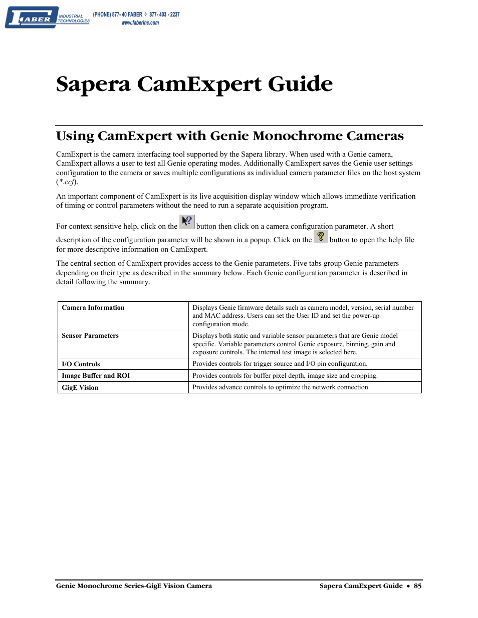Sapera camexpert guide, Using camexpert with genie monochrome cameras | Faber Genie M1600 User Manual | Page 87 / 127
