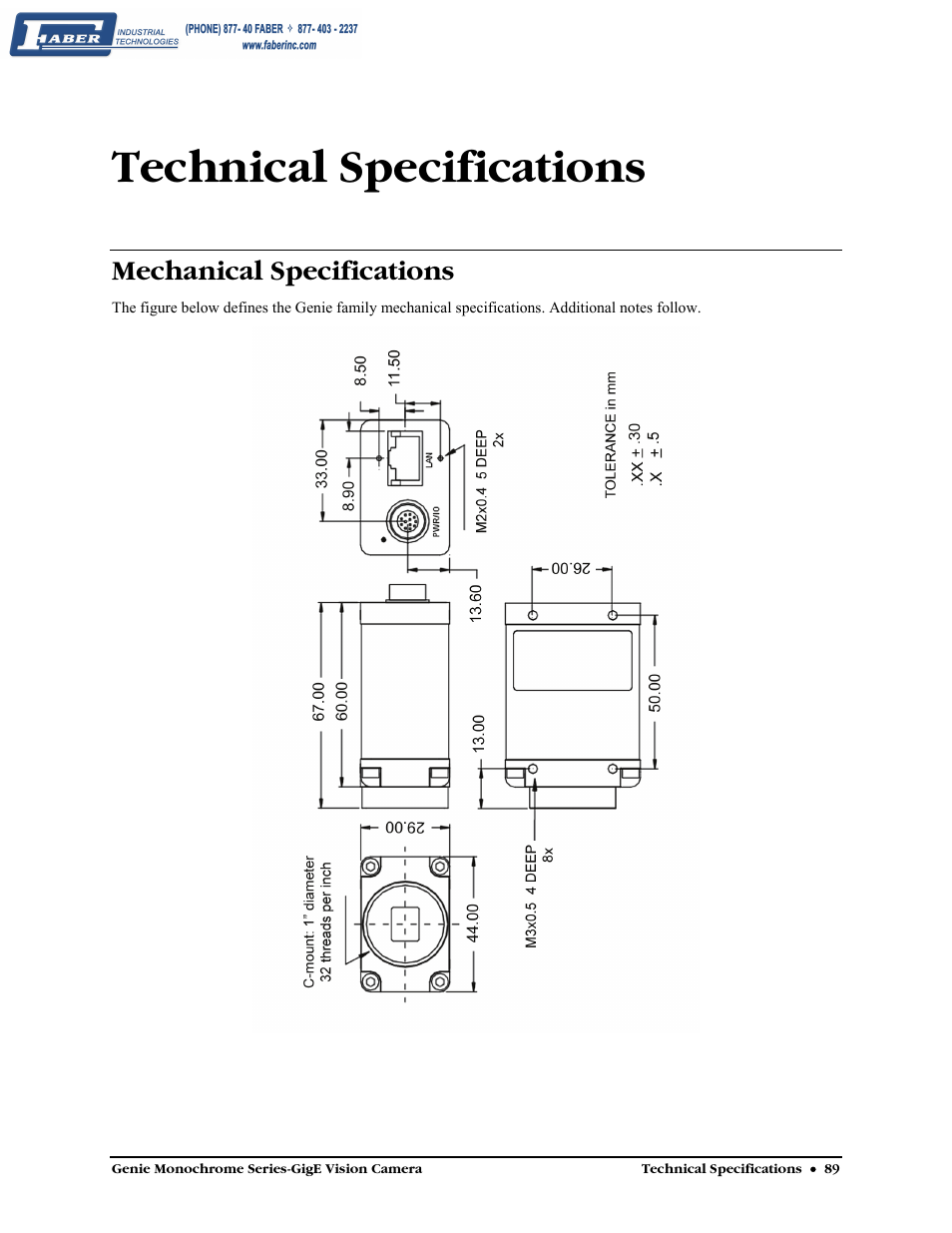 Technical specifications, Mechanical specifications | Faber Genie M1600 User Manual | Page 91 / 127