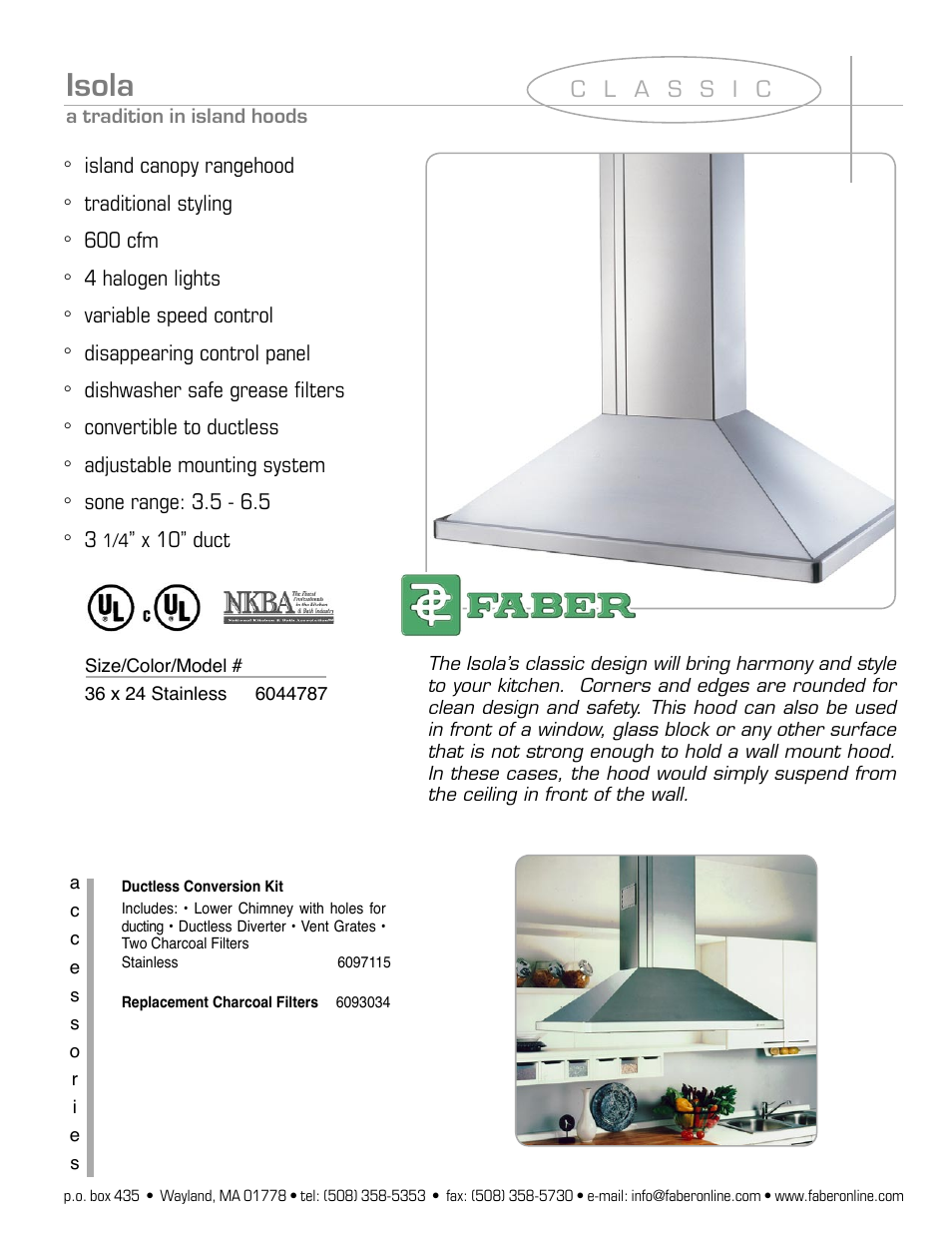 Faber ISOLA 6044787 User Manual | 2 pages