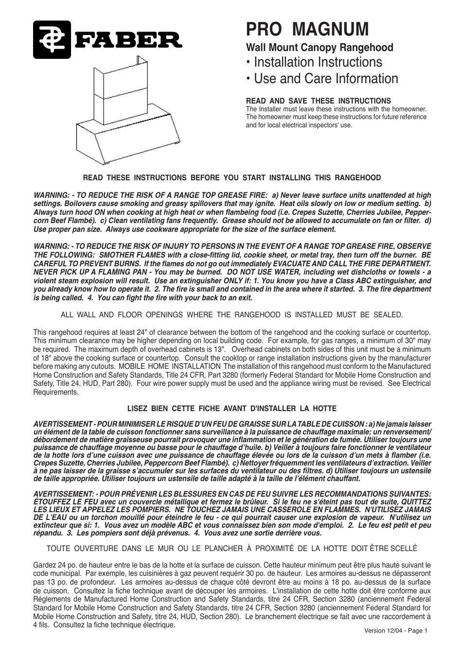 Faber PRO MAGNUMw User Manual | 7 pages
