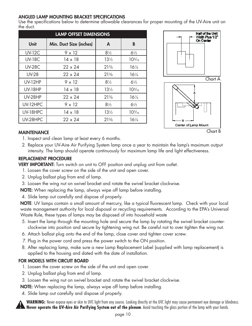 Field Controls UV-18HPC User Manual | Page 10 / 12