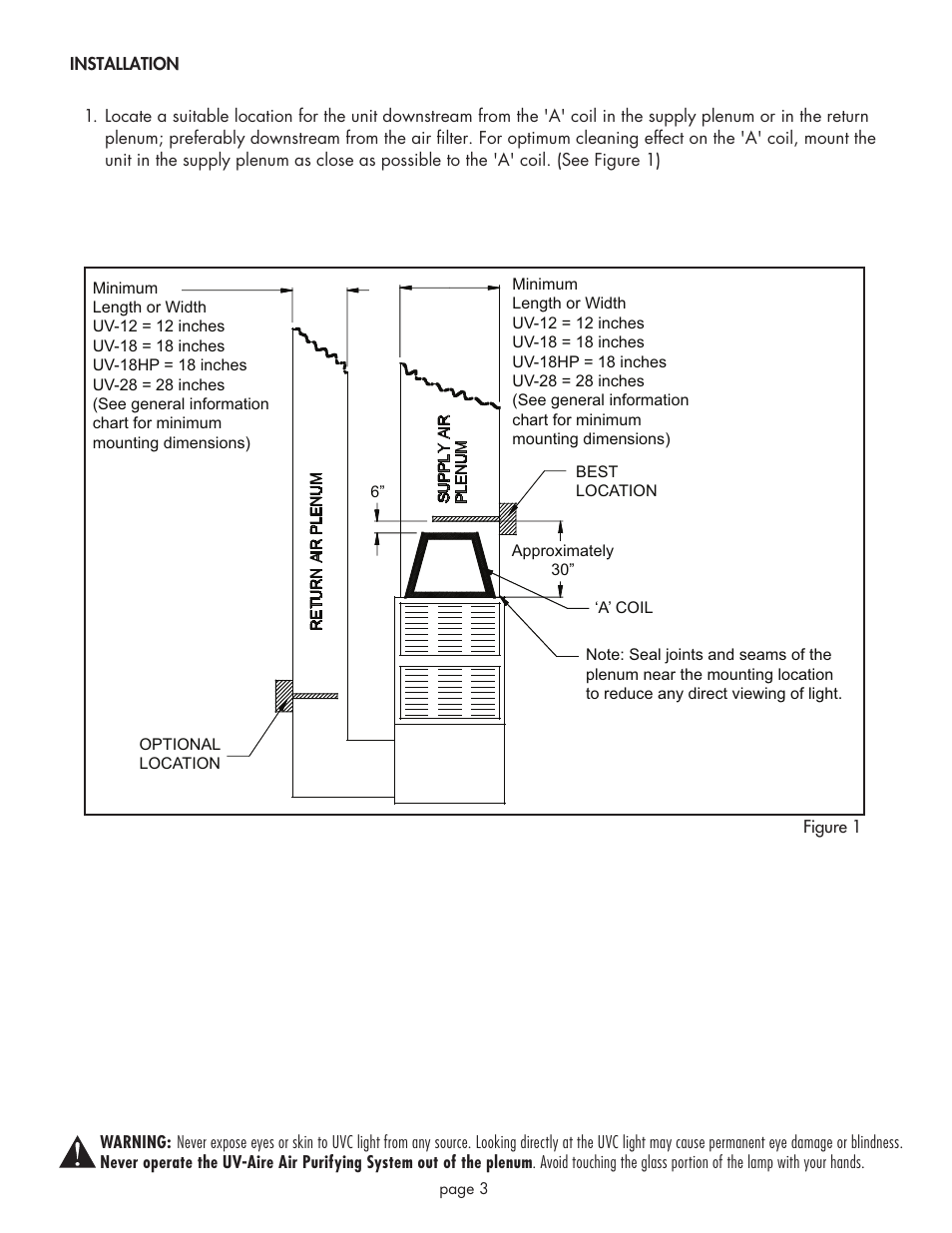 Field Controls UV-18HPC User Manual | Page 3 / 12