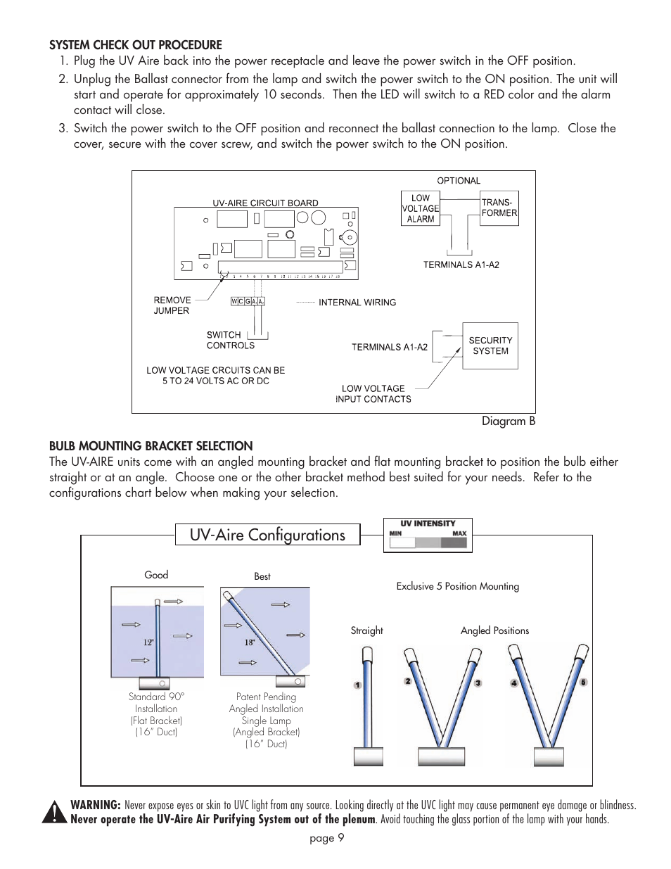 Uv-aire configurations | Field Controls UV-18HPC User Manual | Page 9 / 12