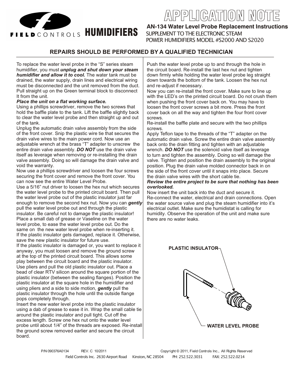 Field Controls s AN-134 User Manual | 1 page