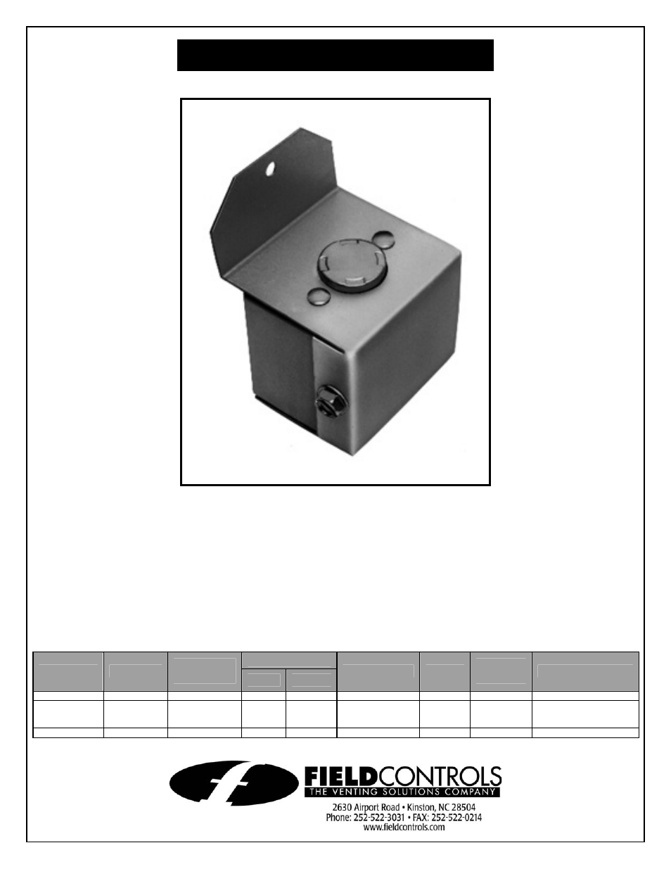 Field Controls Gas Spillage Sensing Kit GSK-3 User Manual | 4 pages