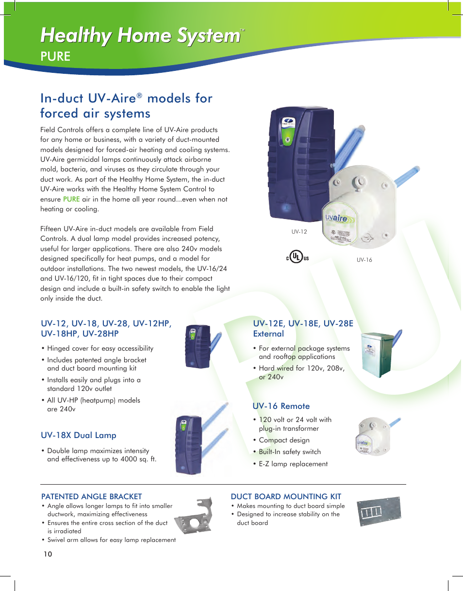 Pur e pur e | Field Controls IAQ11 User Manual | Page 10 / 16