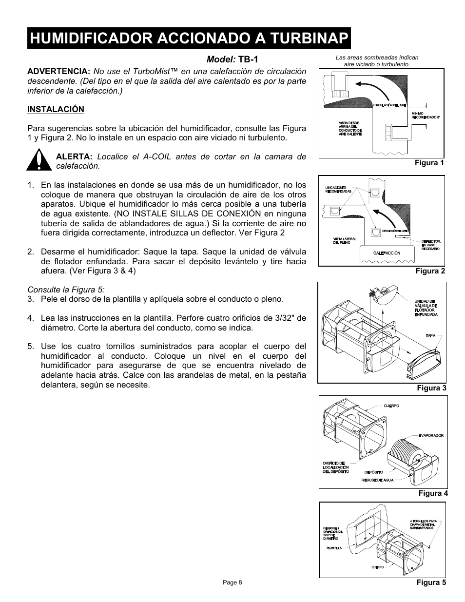 Humidificador accionado a turbinap | Field Controls TURBINE TB-1 User Manual | Page 8 / 12