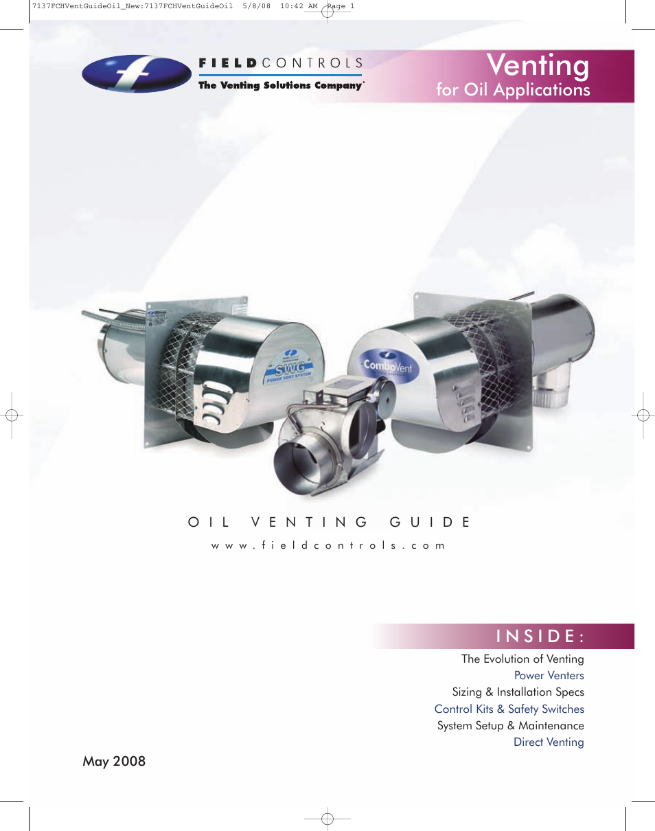 Field Controls Oil Venting Systems User Manual | 14 pages