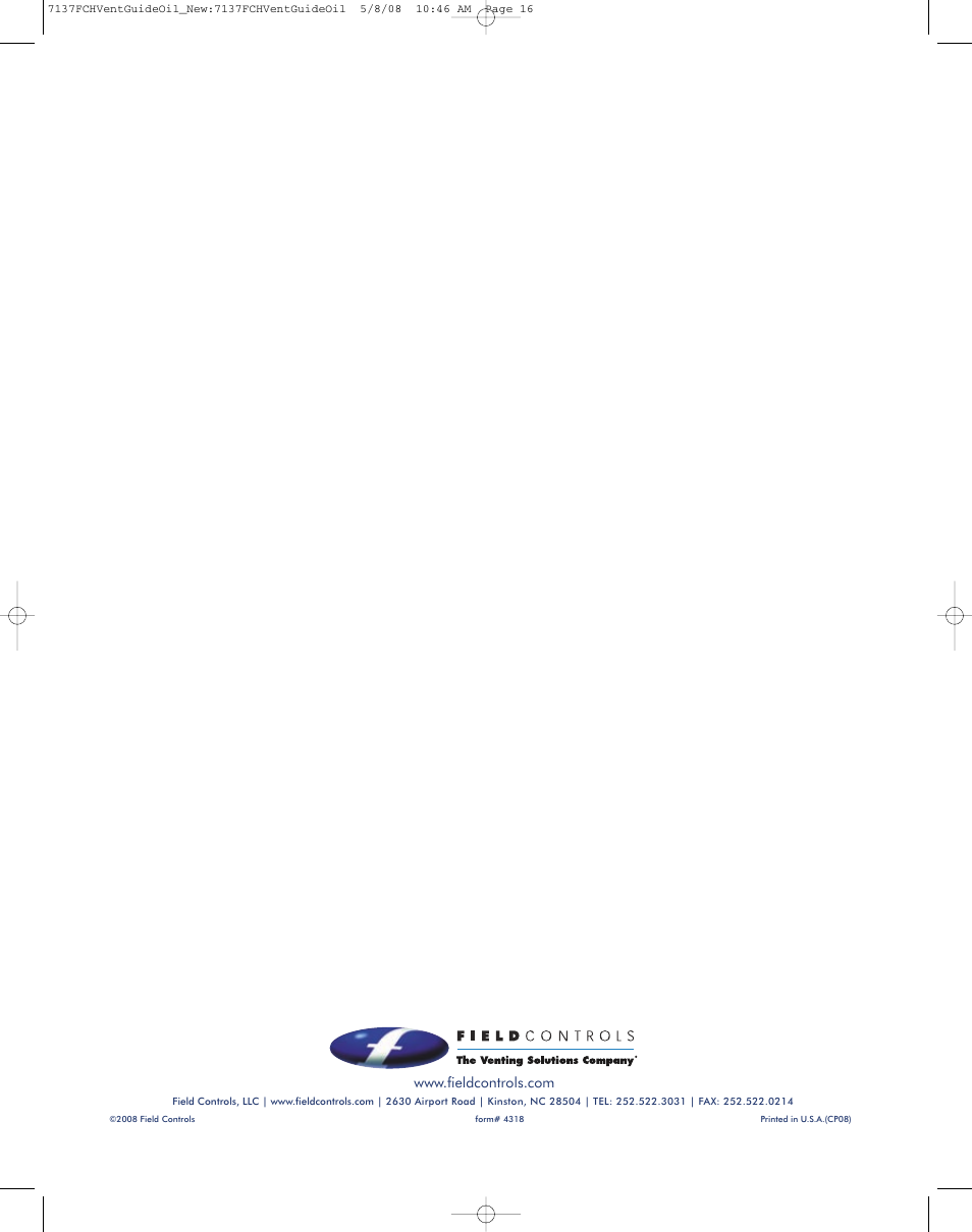 Field Controls Oil Venting Systems User Manual | Page 14 / 14