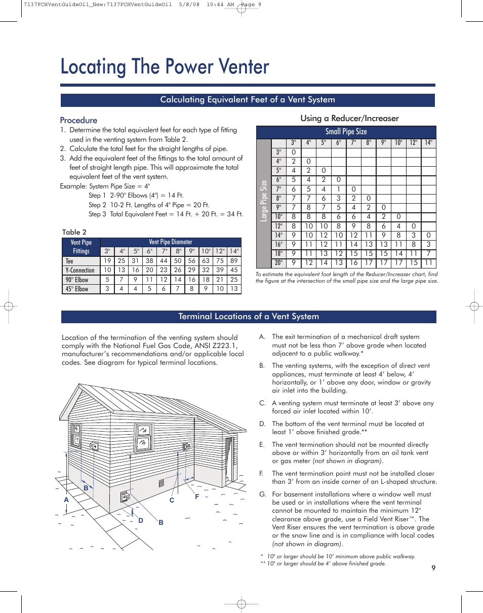 Locating the power venter | Field Controls Oil Venting Systems User Manual | Page 8 / 14